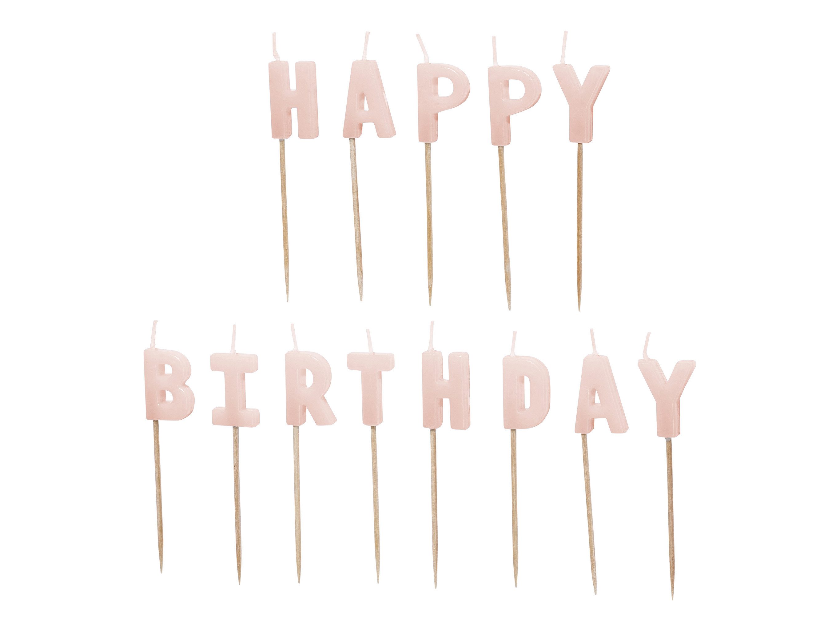 partydeco Geburtstagskerze, Geburtstagskerzen Happy Birthday 2,5cm Rosa