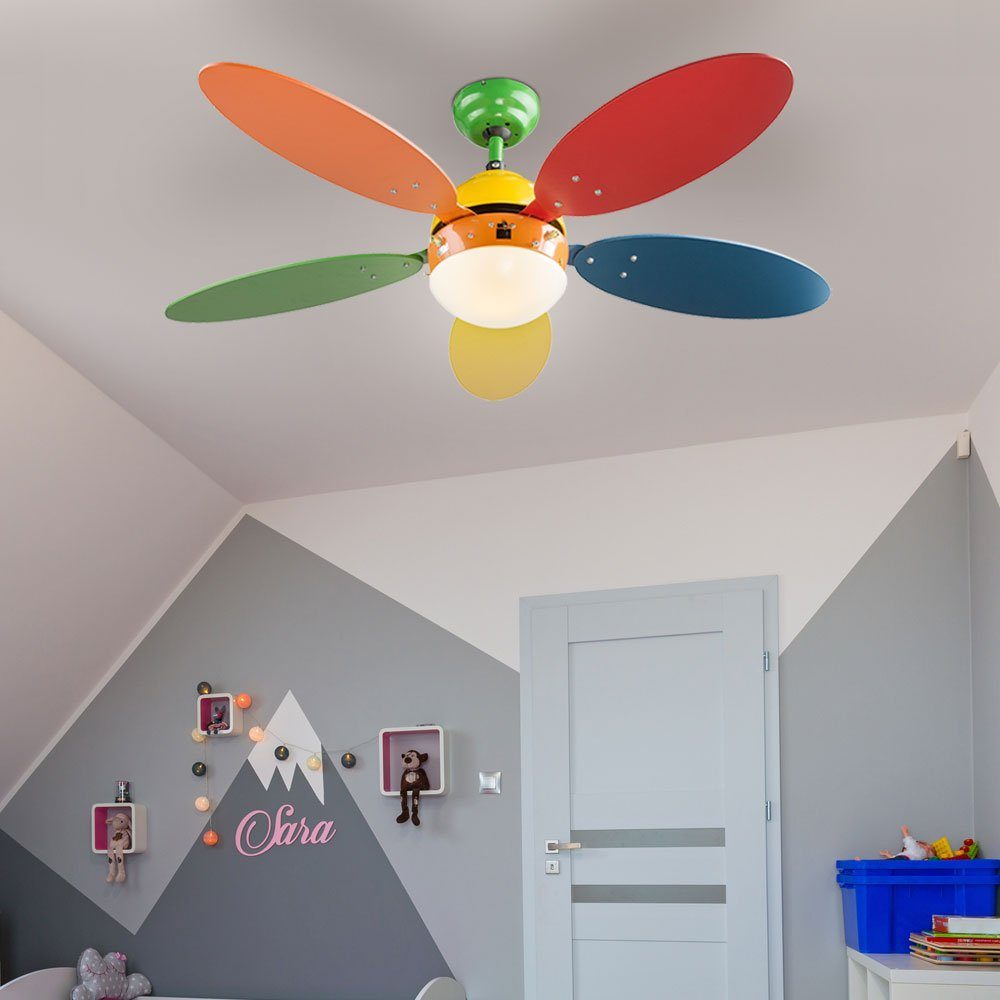 Zug Wohn Ventilator Schalter Decken etc-shop Leuchte Deckenventilator, Lüfter 3 Zimmer Kinder
