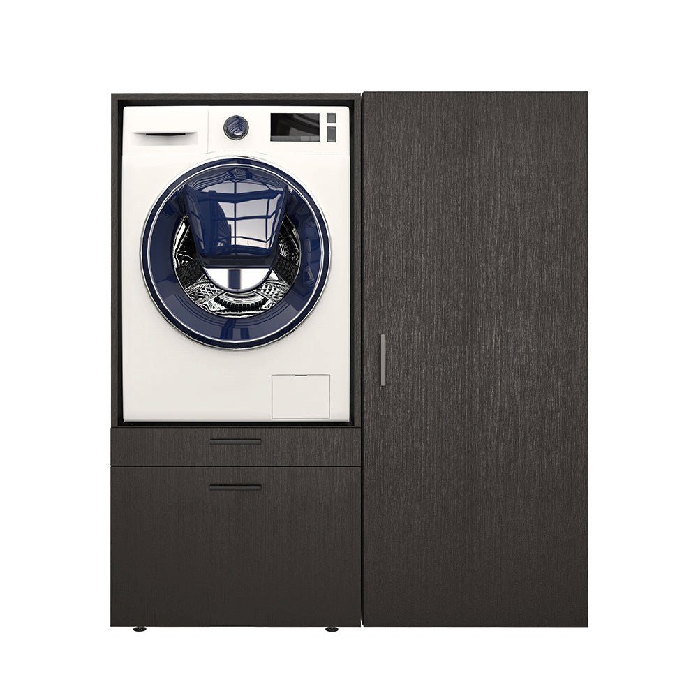 Schwarz Waschmaschinenumbauschrank Waschmachinenschrank schwarz eiche (Roomart HBT:145x127x66) Hauswirtschaftsraum für | Roomart