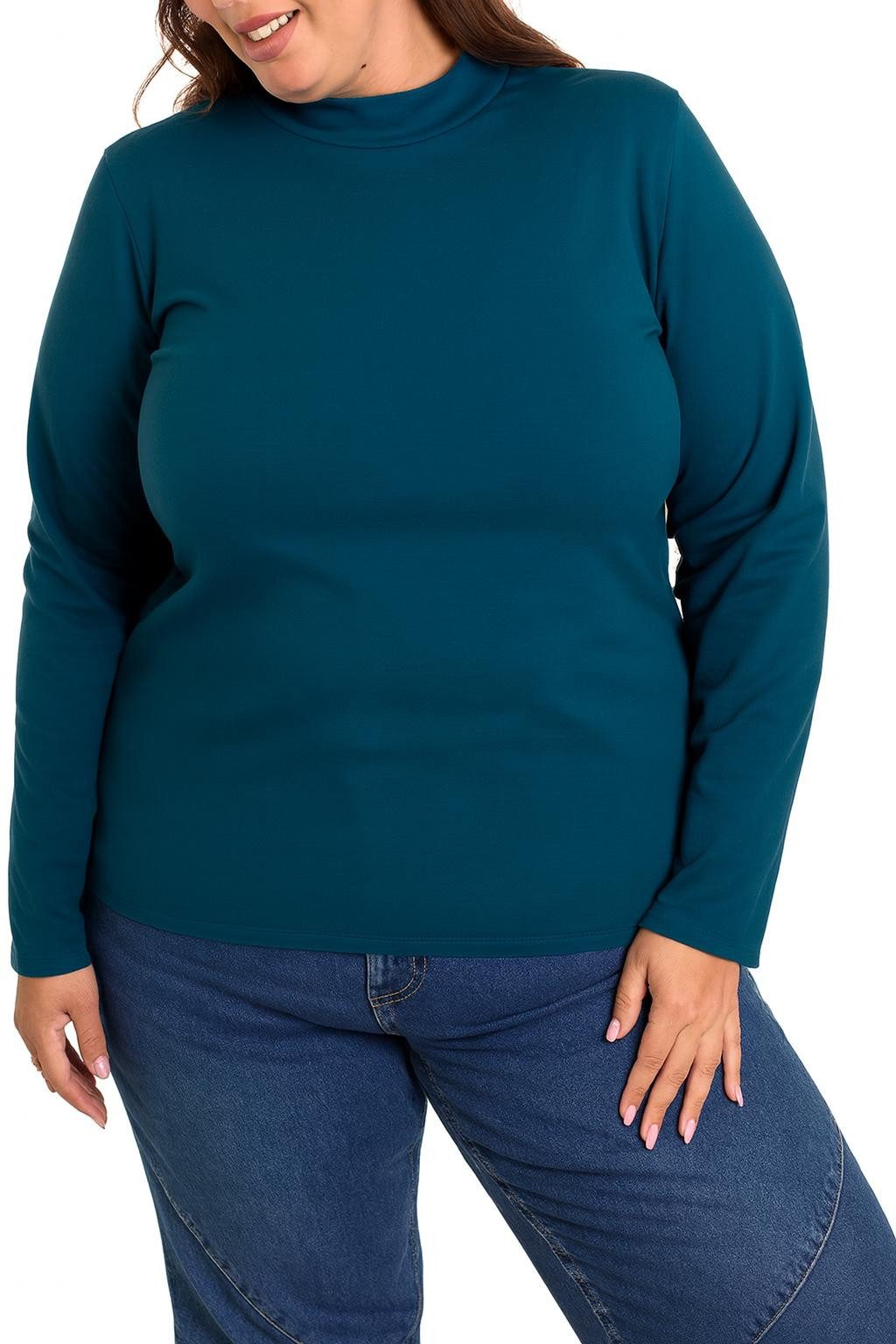 Alkato Rollkragenshirt Alkato Damen Langarm Shirt mit Stehkragen