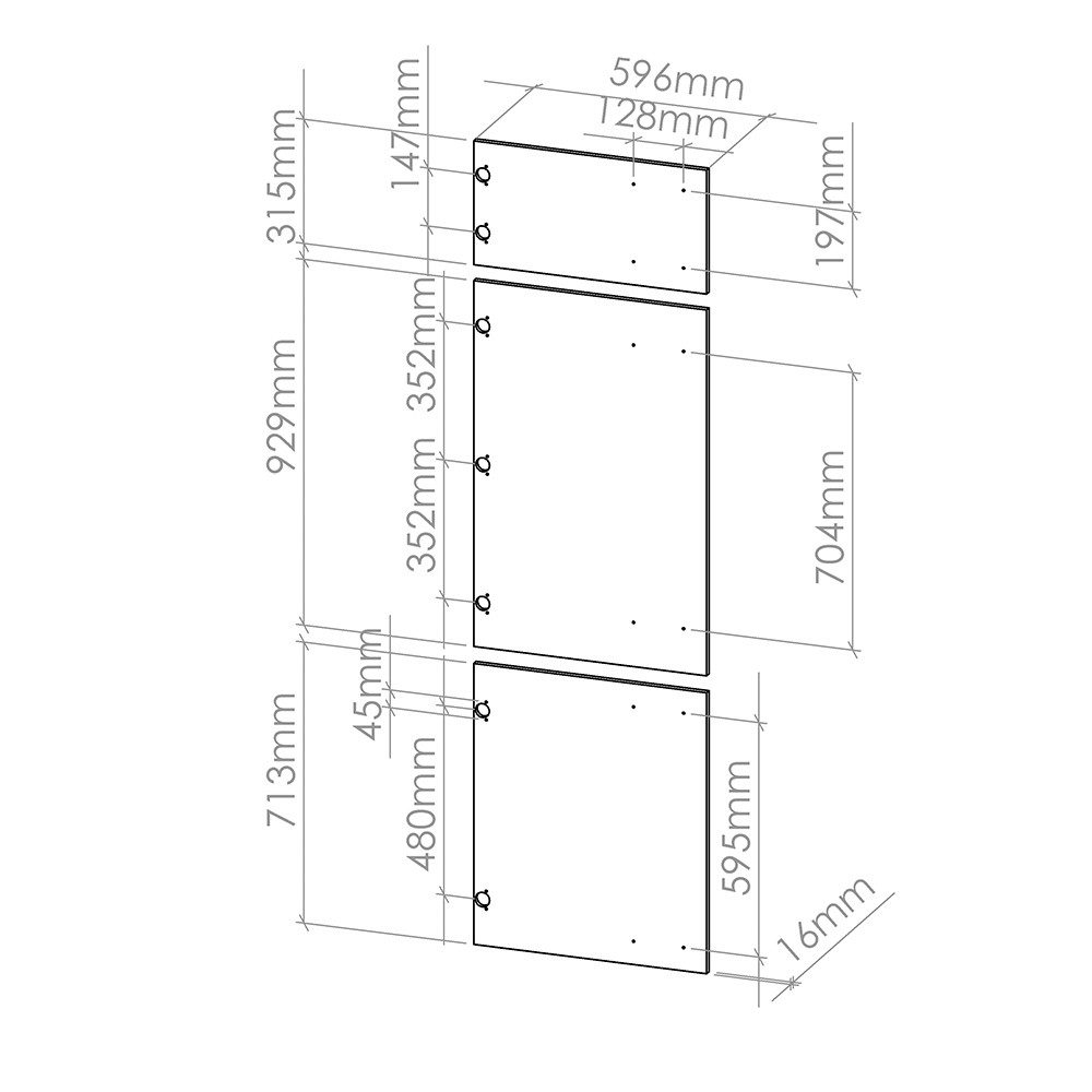 Vicco Unterschrank R-Line, Schwarz Beton, 59.6 x 196 cm Möbelfront für den Kühlumba... (1-St)