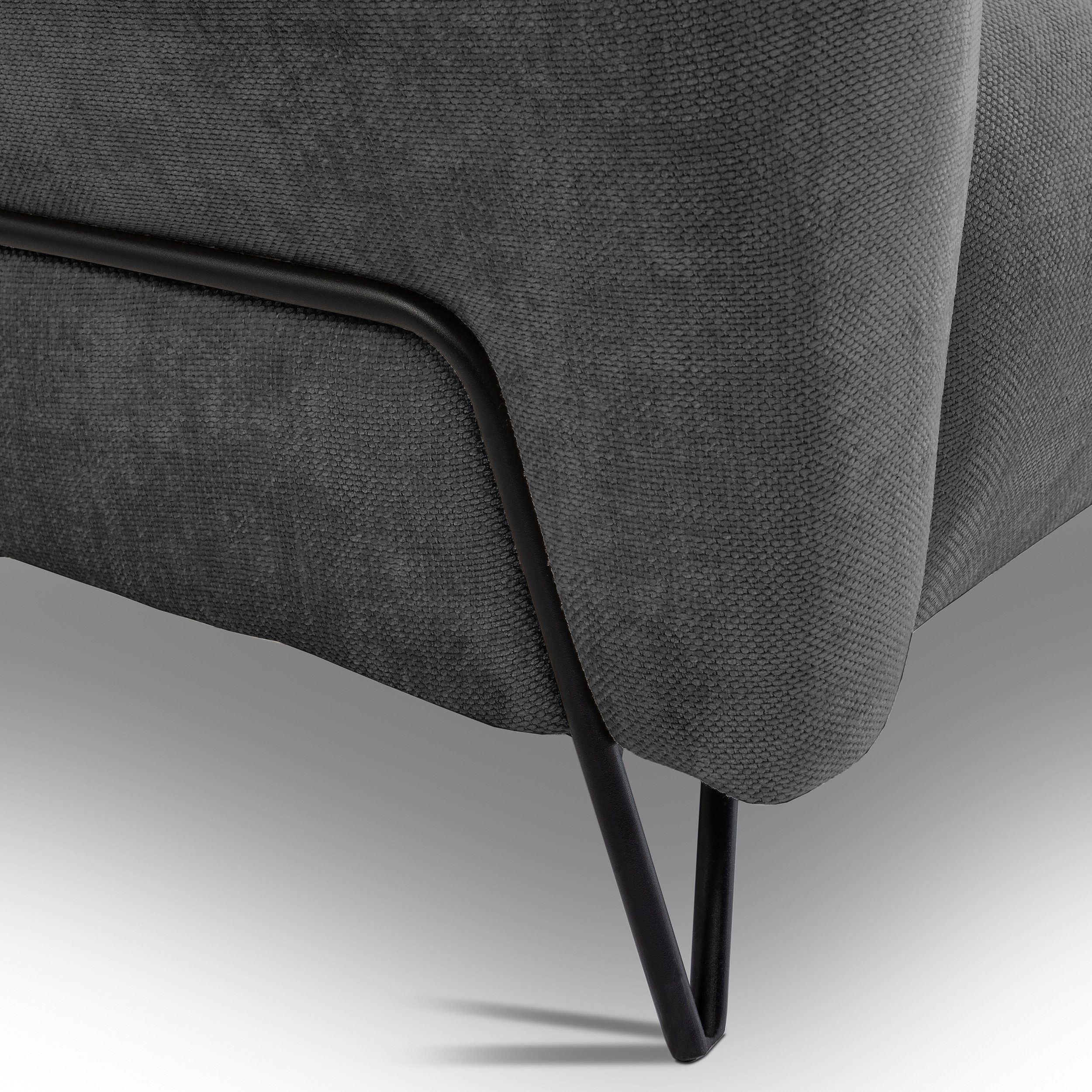 Beautysofa Sessel mit Metallbeine in Schwarz VOLARE (modernes Design, Rücken mit Hauptstoff), viele Farbvarianten, auch im Set mit Sofas erhältlich – Bild 3 von 5