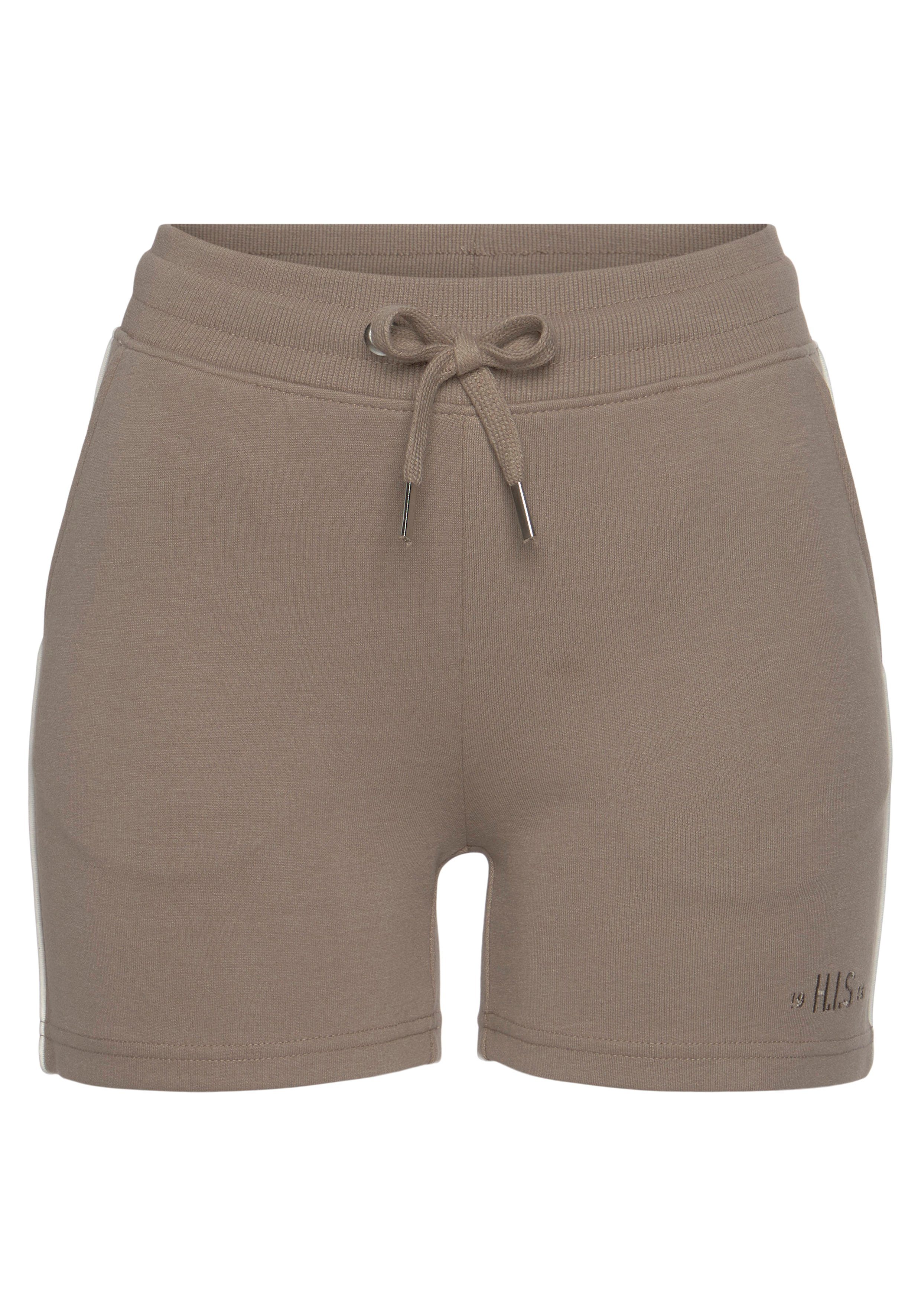 Paspel camelfarben Shorts H.I.S weißer seitlicher mit