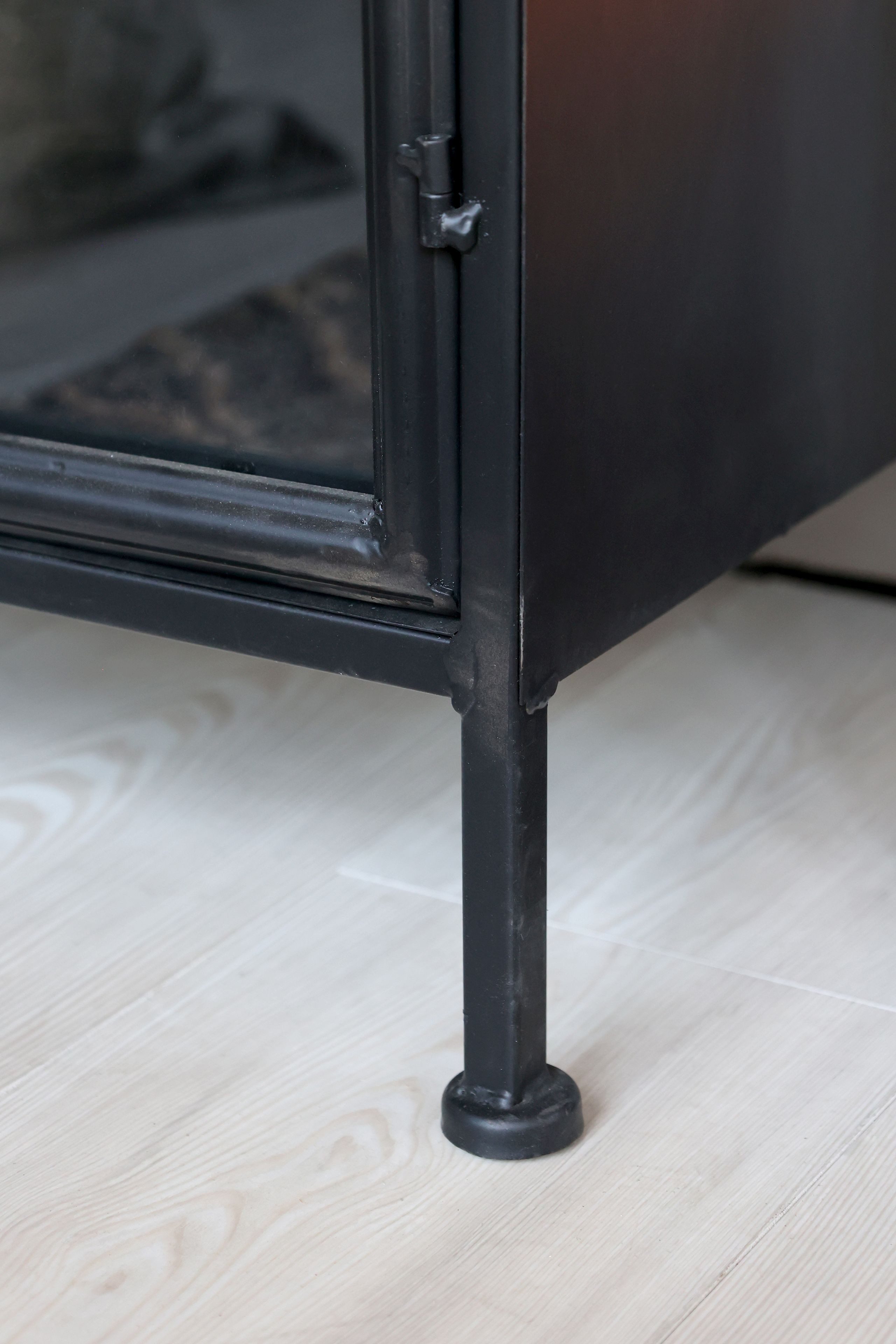 Chic Antique Vitrine Metallschrank Vitrine Puristic 184 Industrial Metall/Glass Schwarz