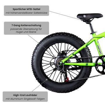 Galano Mountainbike Fatman 4.0, 7 Gang, Kettenschaltung, Kinderfahrrad ab 6 Jahre Jungen Mädchen 120 - 135 cm Fatbike MTB Bike