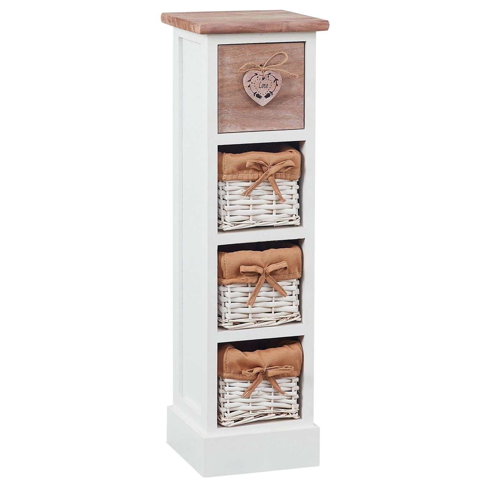 IDIMEX Kommode FLOWER, Standregal Blumen Regal Kommode weiß/braun 1 Schublade und 3 Körben La