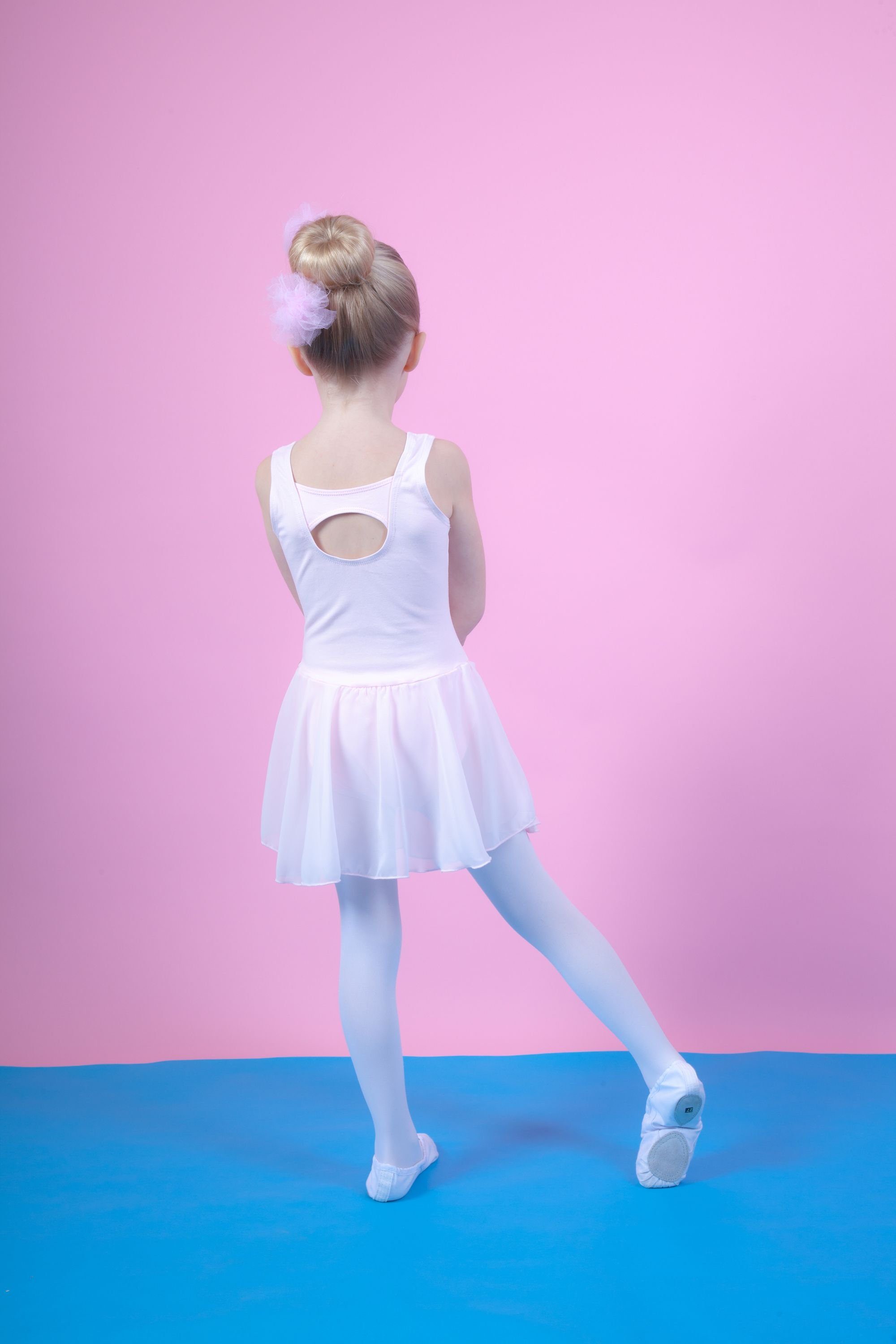 Bella Mädchen Ballettbody fürs für rosa Schlüssellochausschnitt aus Ballett Ballettkleid weicher Baumwolle Kinder mit Chiffonkleid tanzmuster