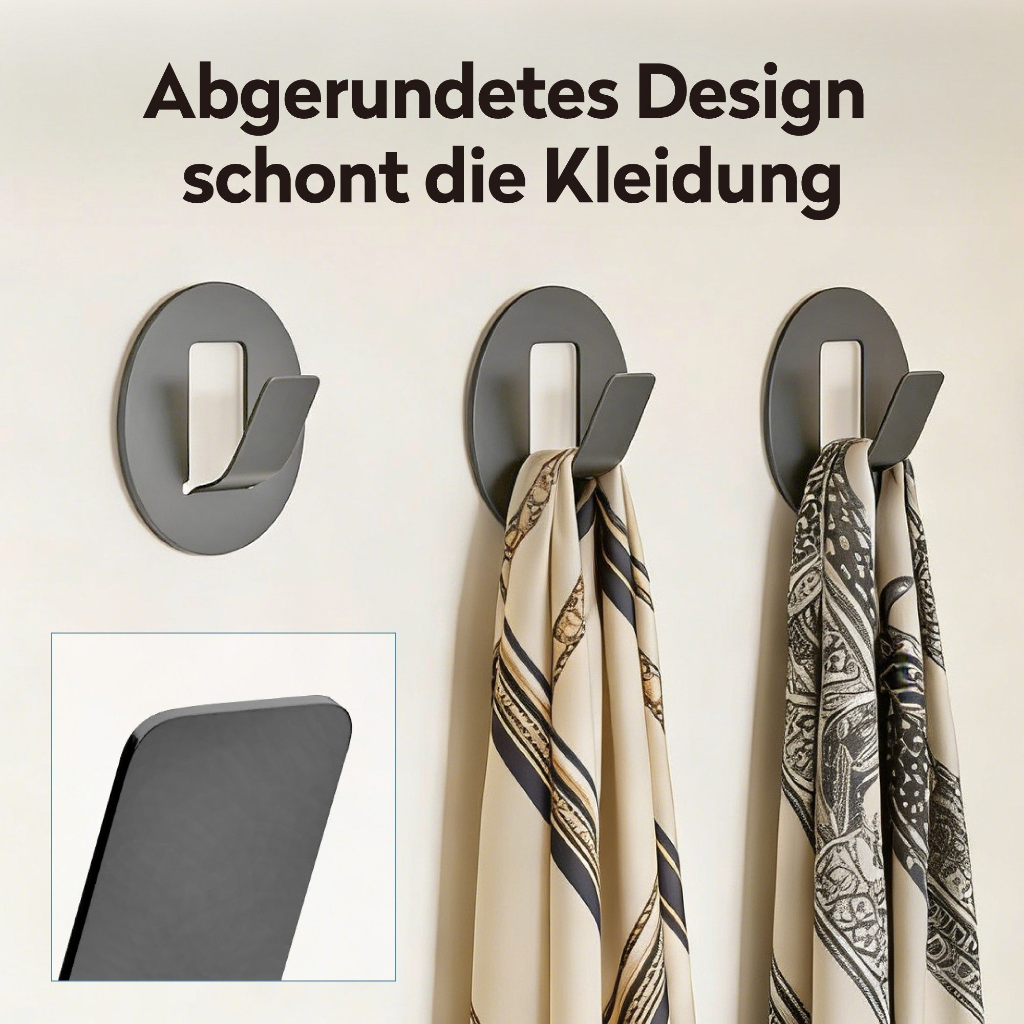 doporro Wandhaken Klebehaken Wandhaken ohne Bohren 4 Stück rund Stalo-16, Ohne Bohren