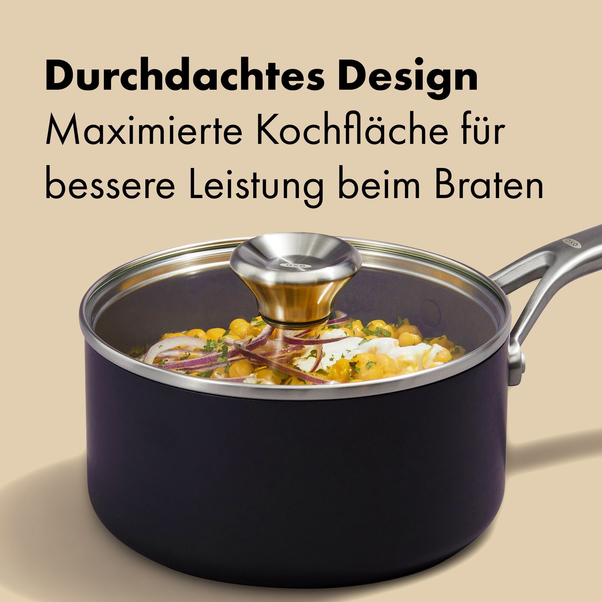 OXO Good Grips Topf-Set Ceramic Professional Antihaft-Stieltopf-Set – 16 & 18 cm, Keramik, Edelstahl (4-tlg), Saucen, Suppen oder schnelle Beilagen — dieses Set deckt den Alltag ab