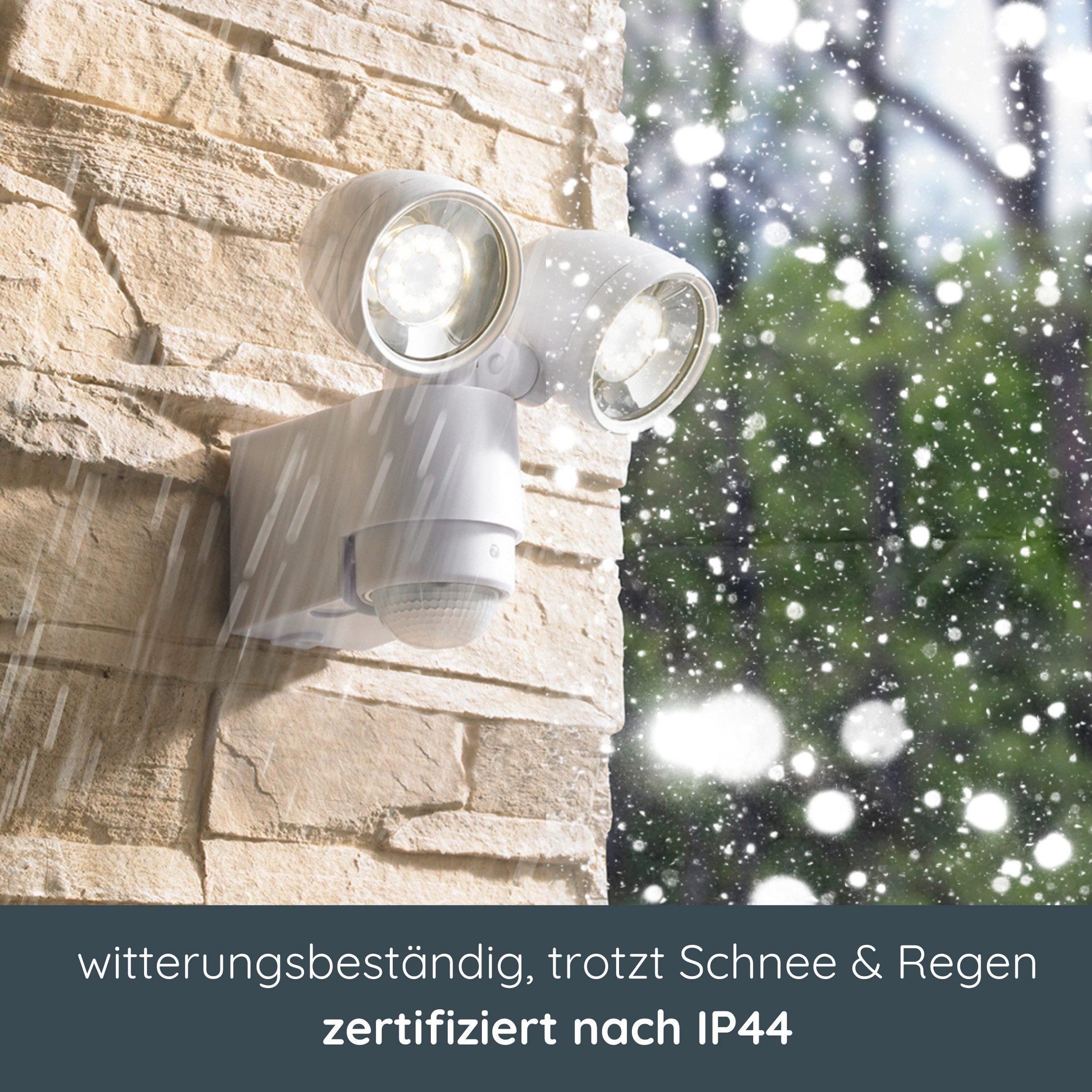 MeLiTec Außen-Wandleuchte MeLiTec LED Außenwandleuchte mit Bewegungsmelder, Strahler, Flutlicht, LED fest integriert, neutralweiß, LED Außenwandlamoe individuell verstellbar