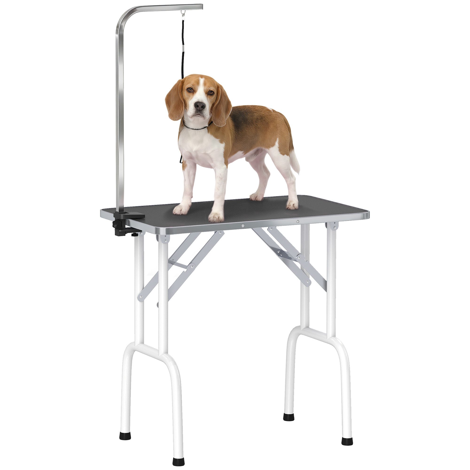 PawHut Fellpflege Hundepflegetisch klappbar höhenverstellbar Galgen rutschfest, (Trimmtisch für Hunde, 1-St., Hundepflegetisch), 81 x 48,5 x 80 cm, Schwarz