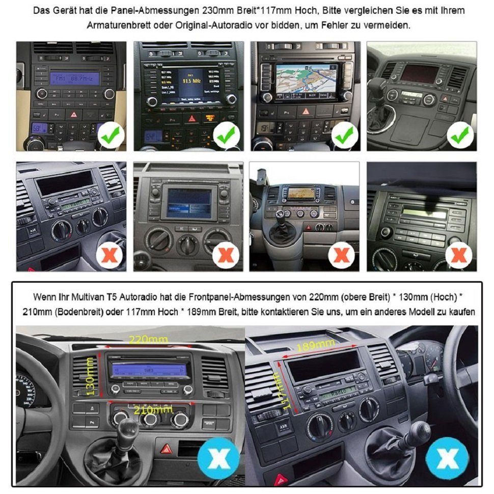 11 GPS Multivan GABITECH T5 Android 7" Autoradio Für VW Einbau-Navigationsgerät Touareg USB Transporter