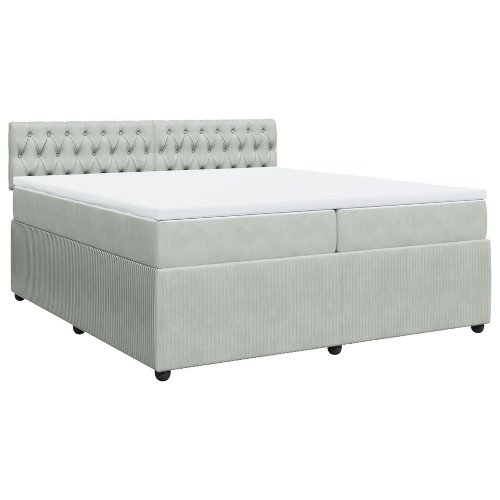 Bett Boxspringbett mit Matratze Hellgrau 200x200 cm Samt