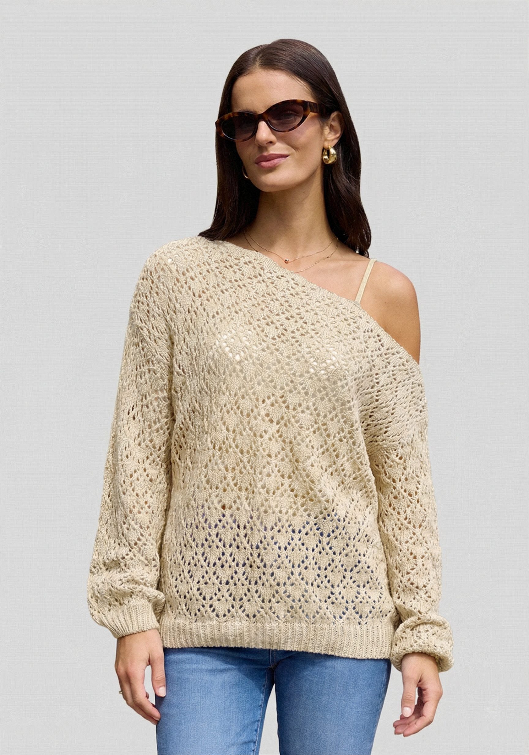 Cupshe Strickpullover One Shoulder Pullover mit Ausschnitt
