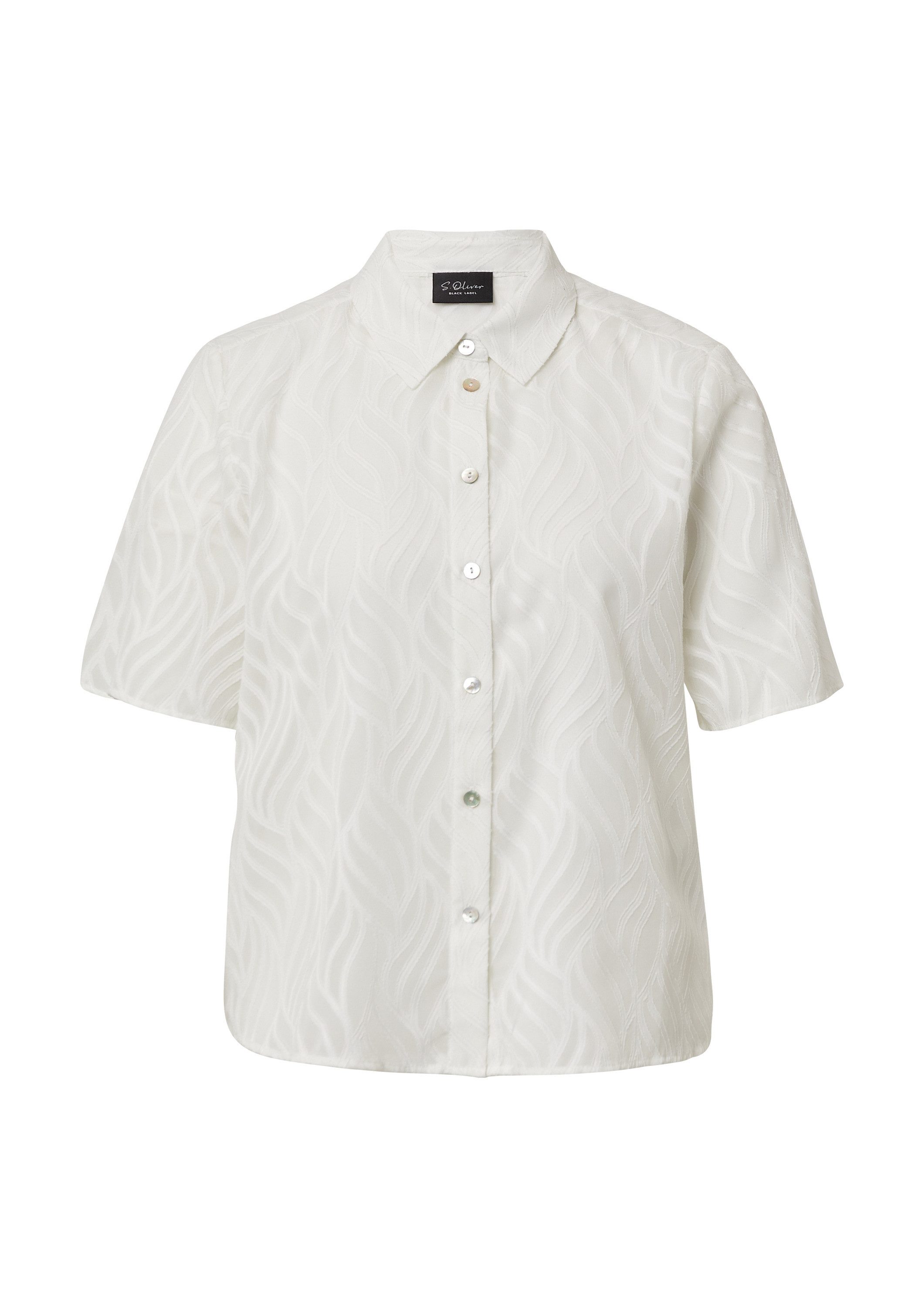 s.Oliver Kurzarmbluse Bluse Semitransparente Bluse mit Strukturmuster