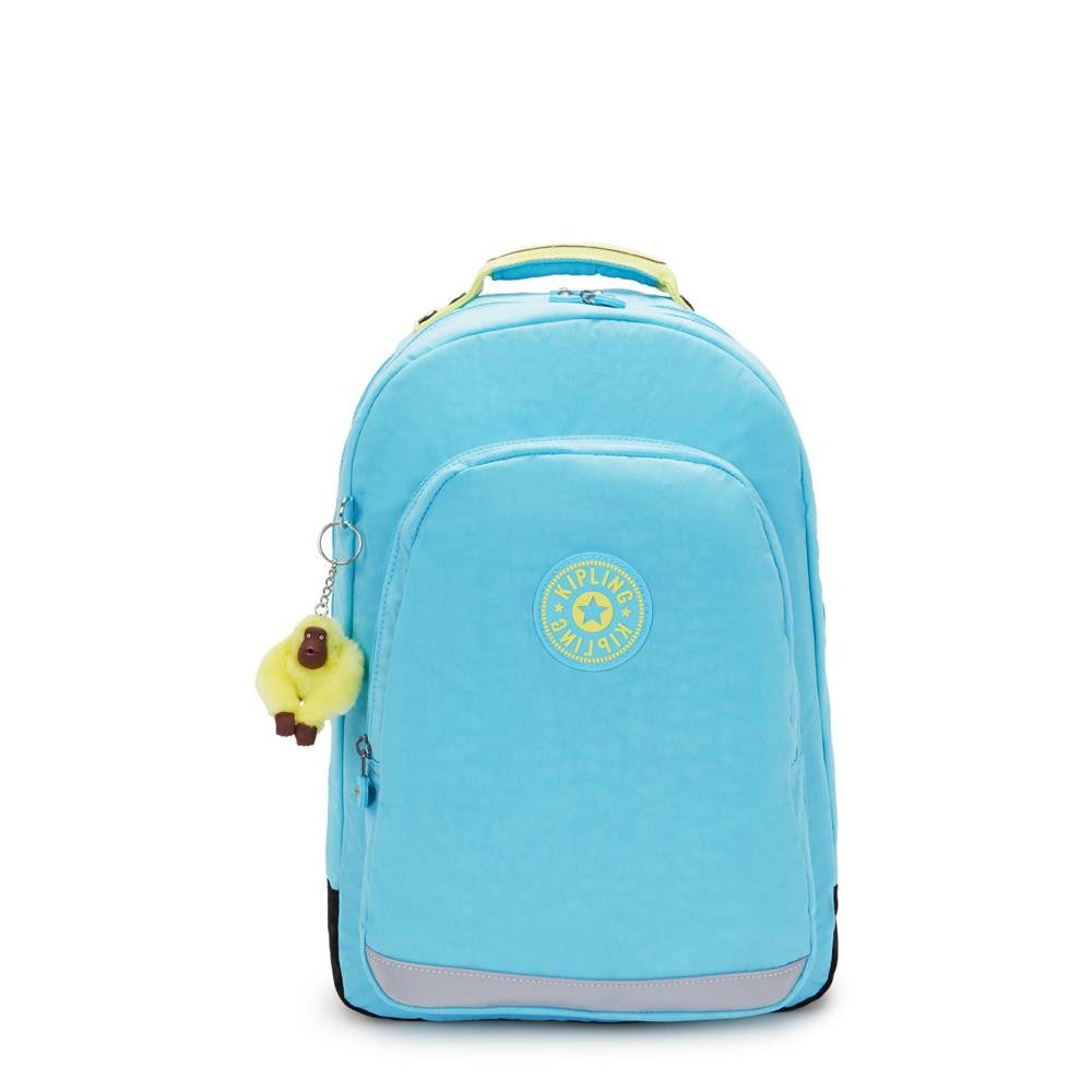 KIPLING Schulrucksack CLASS ROOM, 28L, Großer Schulranzen, 15-Zoll-Laptopfach, Splash Blue (blau)