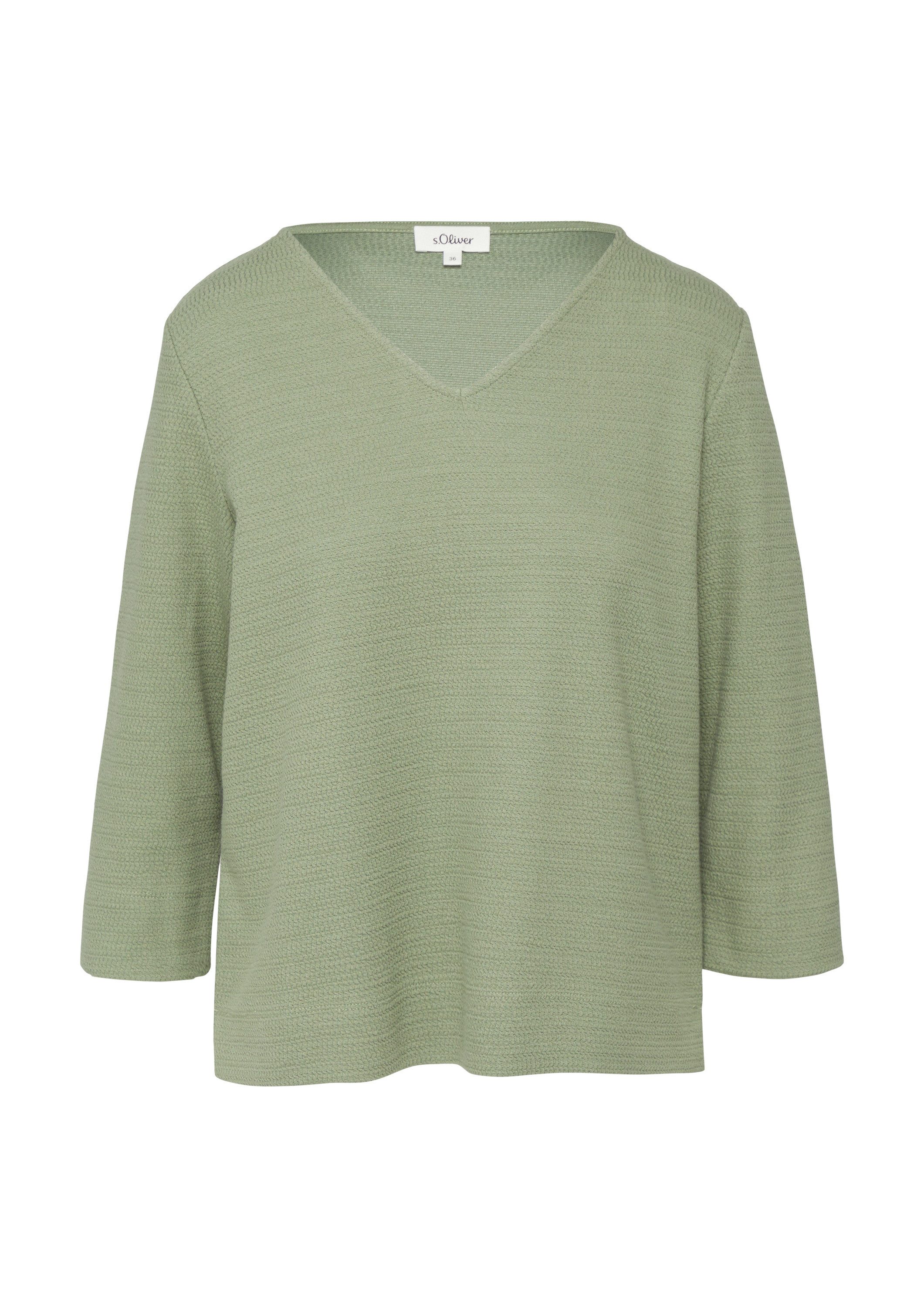 s.Oliver 3/4 Arm-Pullover Sweatshirt Strukturiertes Sweatshirt aus Baumwoll günstig online kaufen