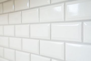 Mosani Mosaikfliesen Metro Subway WEISS Facette Mosaikfliese Keramik Küche Wand