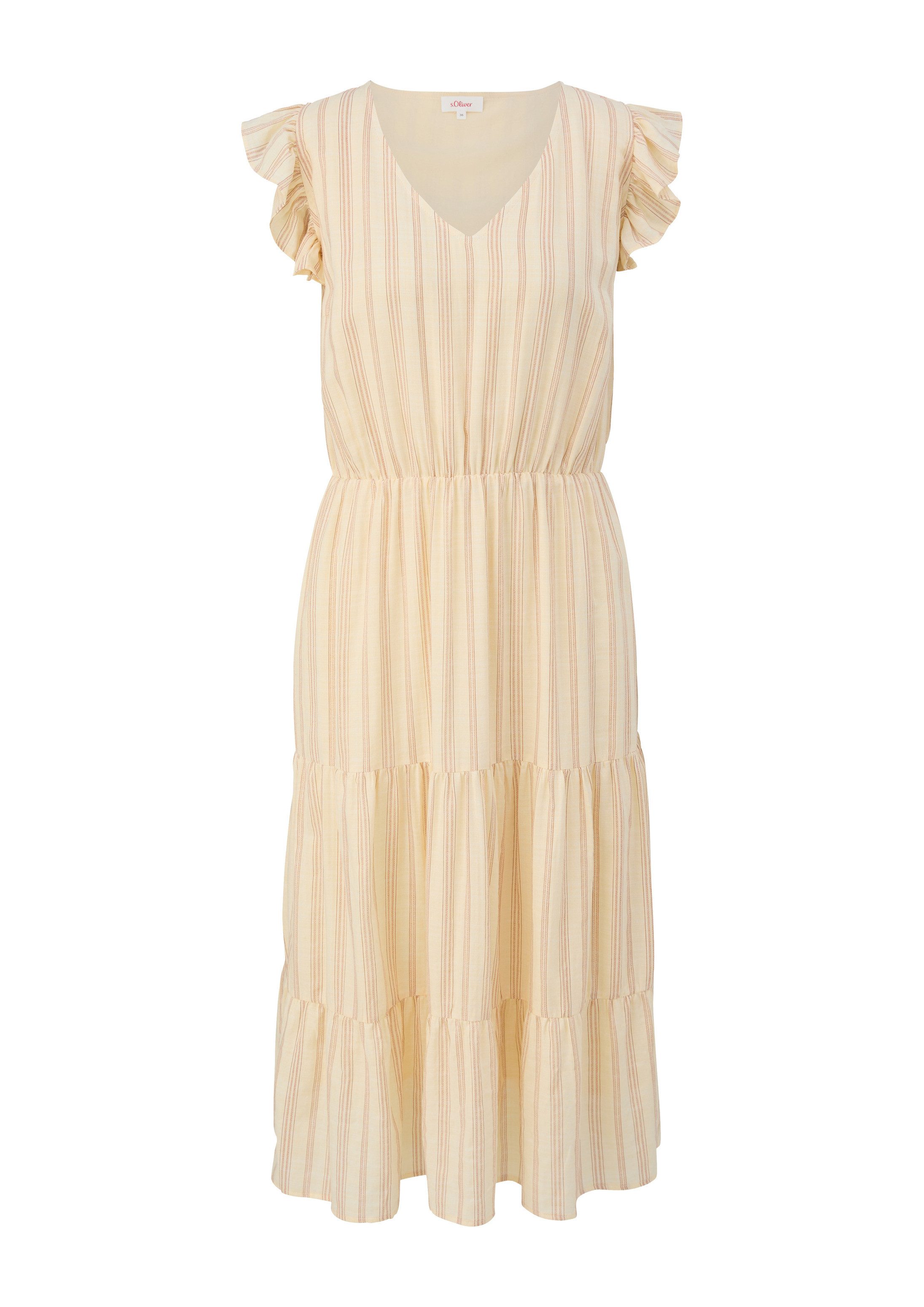 s.Oliver Midikleid Kleid Gemustertes Kleid mit Rüschen