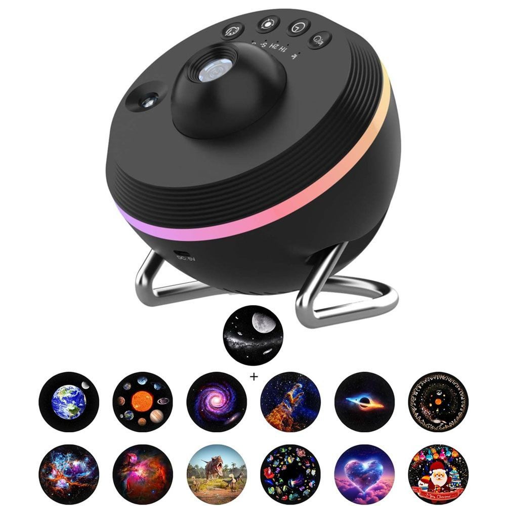 PRIISF LED-Sternenhimmel LED Nachtlicht Sternenhimmel mit 13 Blatt Film, 180° Drehung Projektor, Schwarz, Galaxy, Starry, Nebula, Projektionslampe Dynamischen Meteor Reffekte Lampe Weltraum Atmosphäre