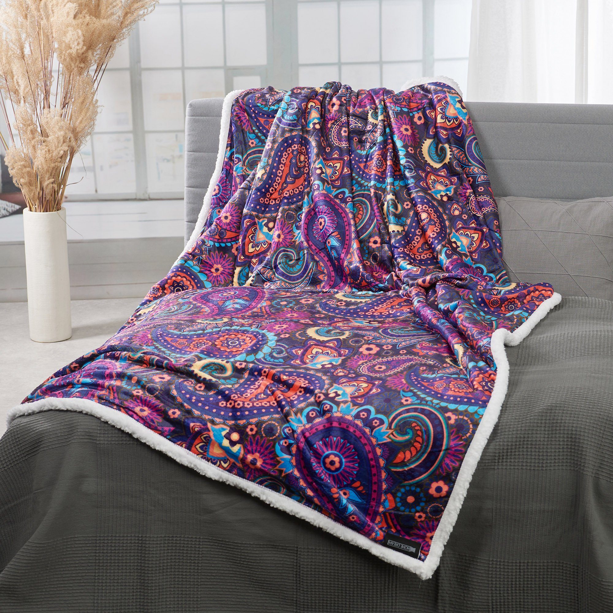 Wohndecke Paisley, HOME DREAM, 150 x 200 cm, edle farbbrillante Kuscheldeck günstig online kaufen