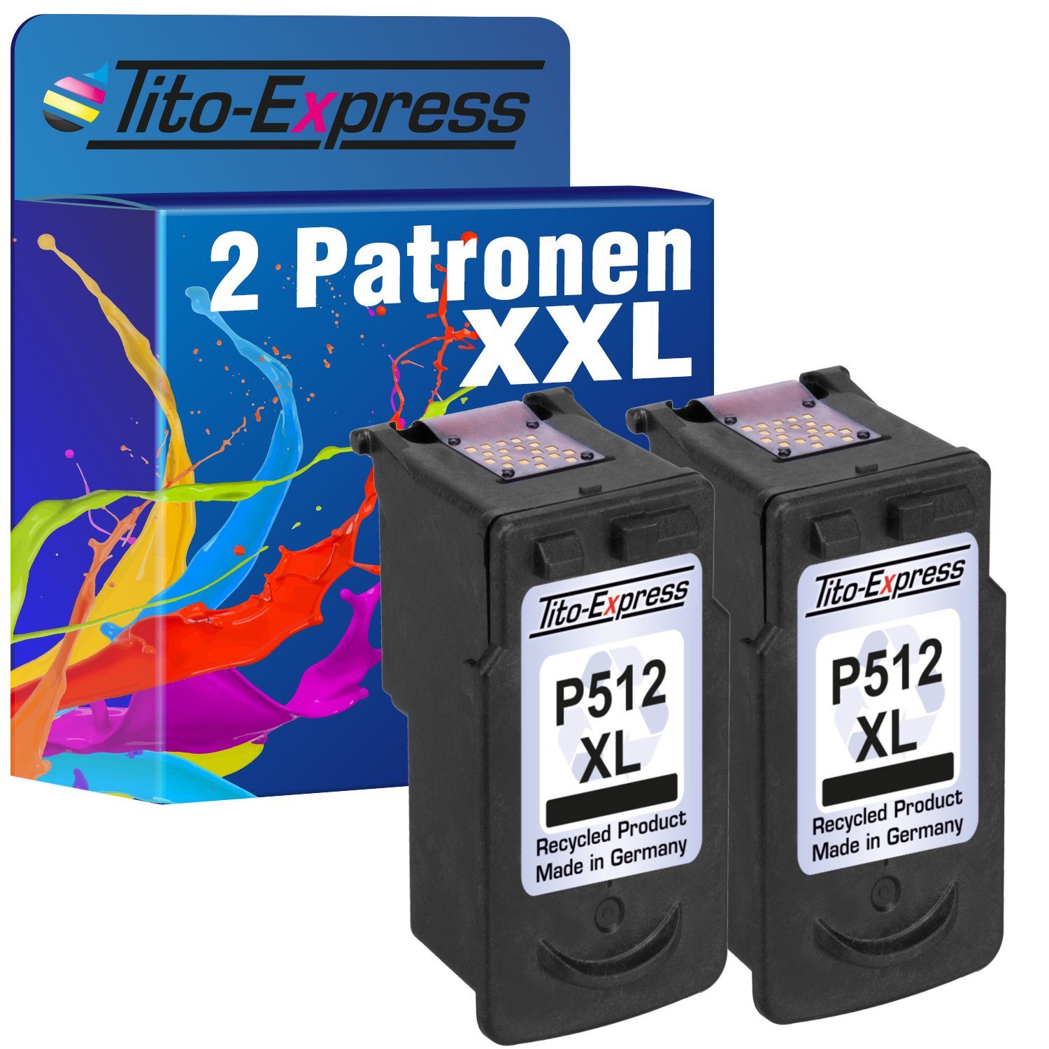 Tito-Express 2er Set ersetzt Canon PG-512XL PG 512XL CL-513XL Black Tintenpatrone (für Pixma MP230 MP240 MP250 MP260 IP2700 MP499 MX340 MP-280-Series)