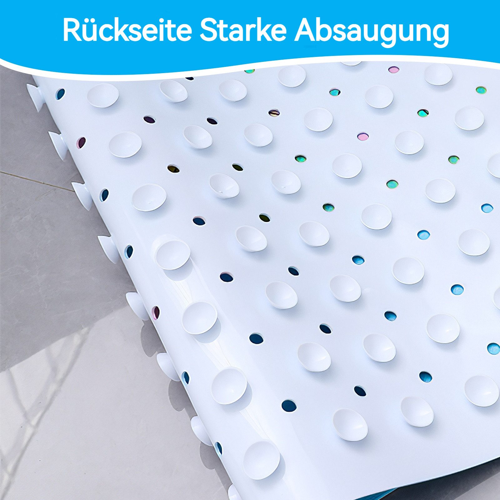 BlingBin Bath Mat, Non-Slip, 100x40cm, Bath Mat, W: 40 cm, L: 100 cm, 1-Piece Set, with Suction Cups and Drain Holes, Machine Washable, Anti-Mold, Dolphin Design