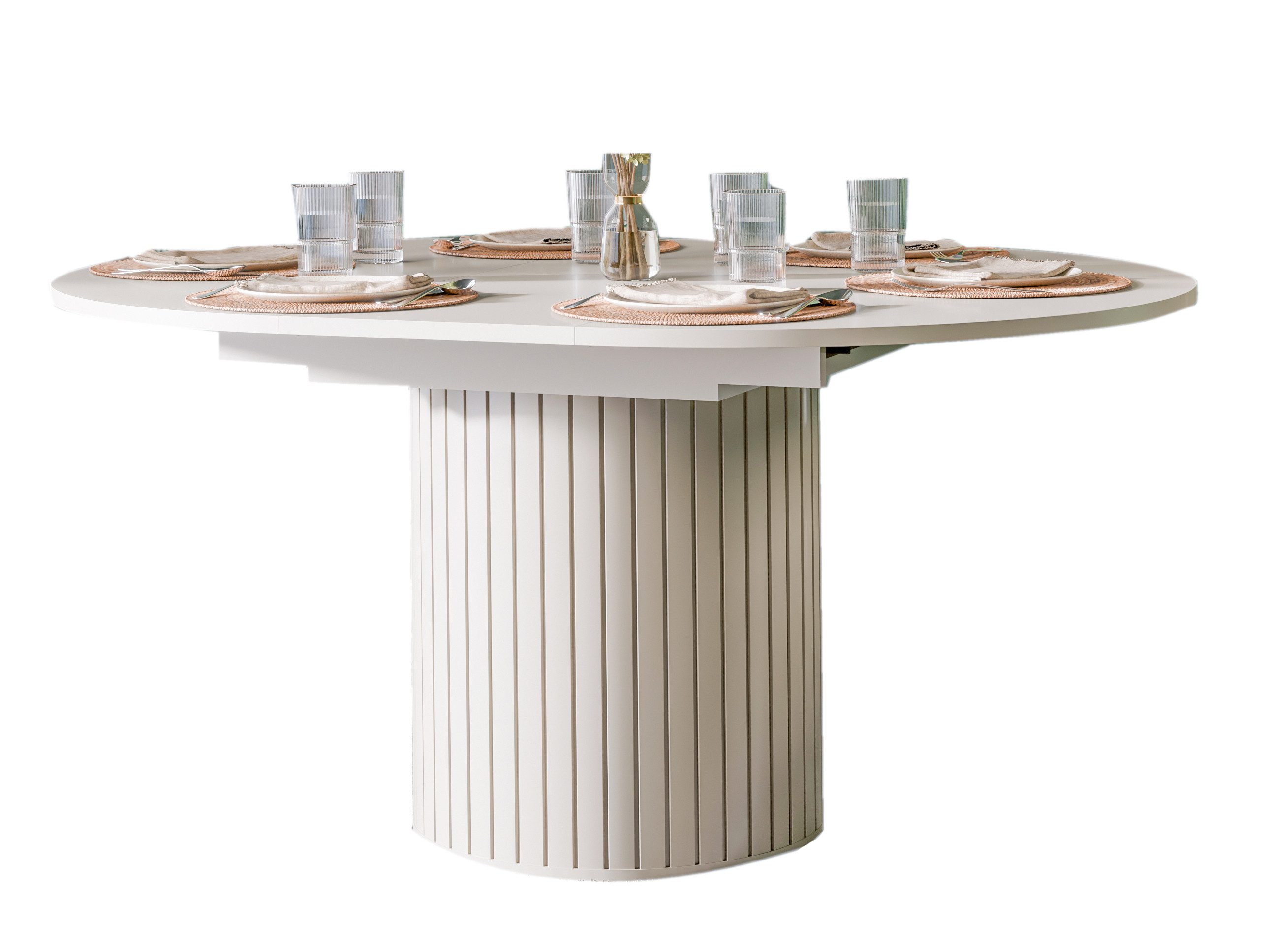 Compleo Esstisch 120-160 cm MODERNO, Säulengestell mit Rillenstruktur, ausz günstig online kaufen