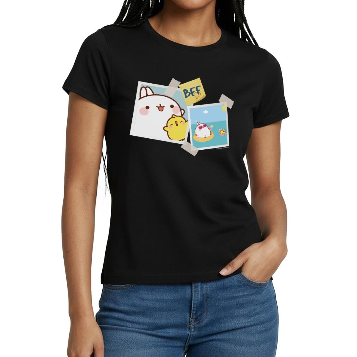 Spreadshirt T-Shirt Molang Piu Piu BFF Beste Freunde Frauen T-Shirt (1-tlg) Slim Fit, fällt klein aus