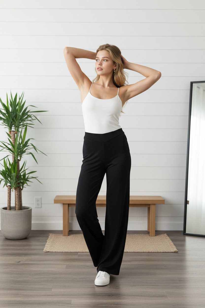 Zuckerwatte Schlupfhose mit breitem elastischen Bund aus feinem Viskose Stretch