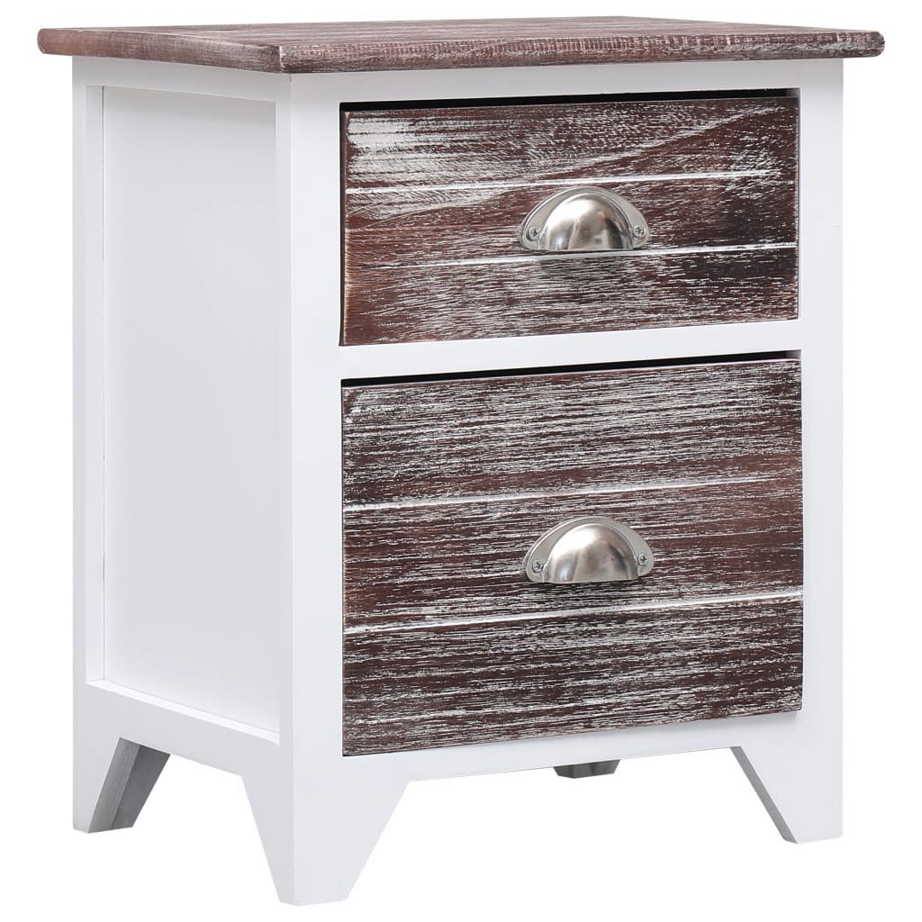 vidaXL Nachttisch NA Nachttisch Braun und Weiß 38x28x45 cm Paulownia Holz