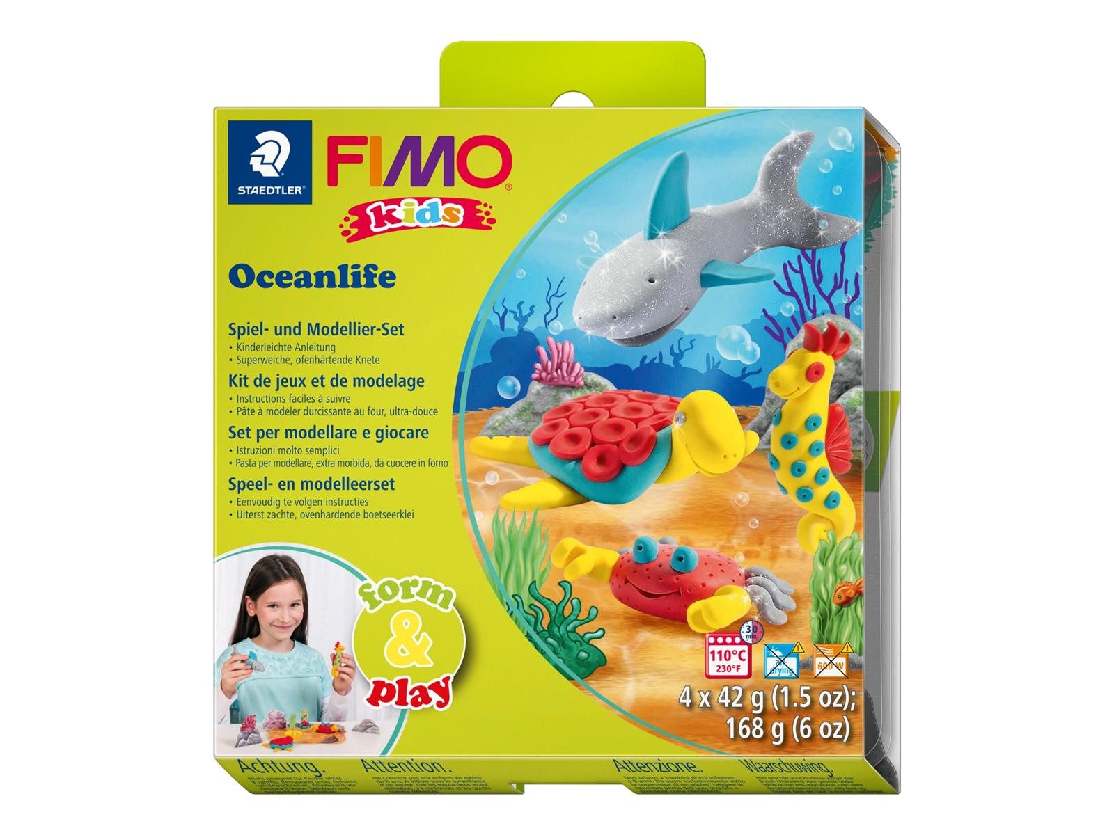 STAEDTLER Modelliermasse STAEDTLER FIMO kids 8034 Modelliermasse-Set - Oceanlife - 4 Blöcke je