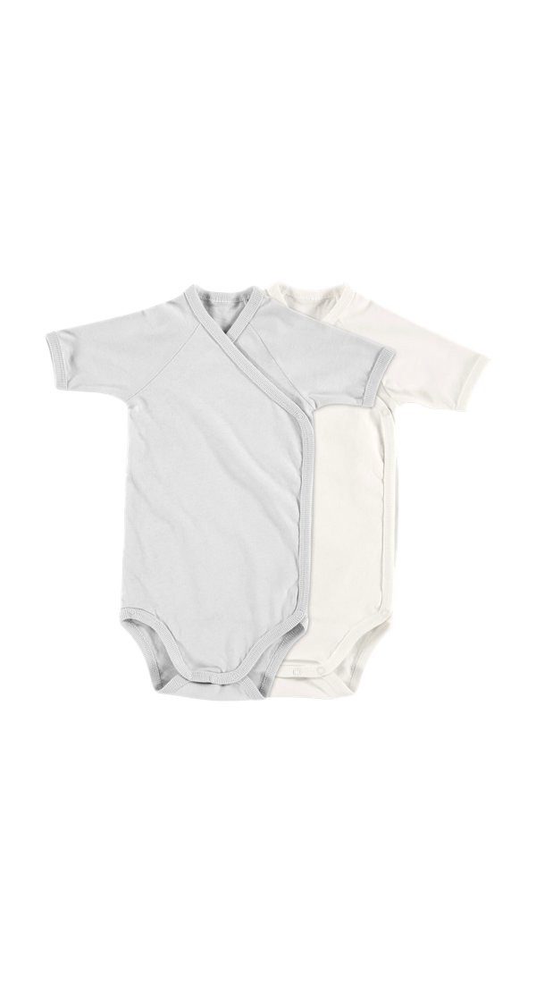 Alvi® Wickelbody Baby Bodys 2er Kurzarm (2-tlg) praktische Druckknöpfe