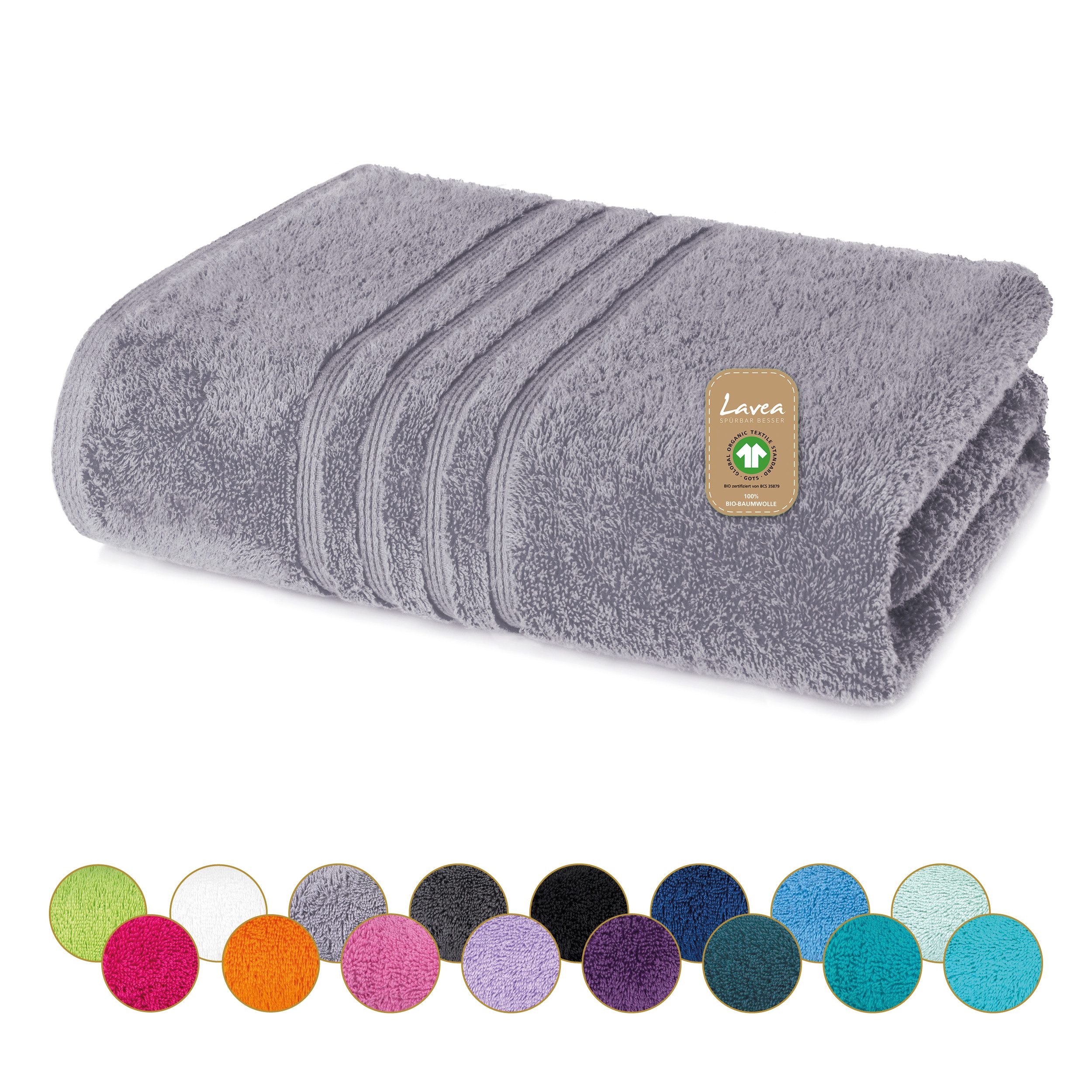 Lavea Badetuch Bali Duschtuch 100x150 cm Duschtuch 70x140 cm, Weiches Bio-Baumwollfrottee (1-St), Handtuch, GOTS-zertifiziert, extra saugstark mit 500g/m²