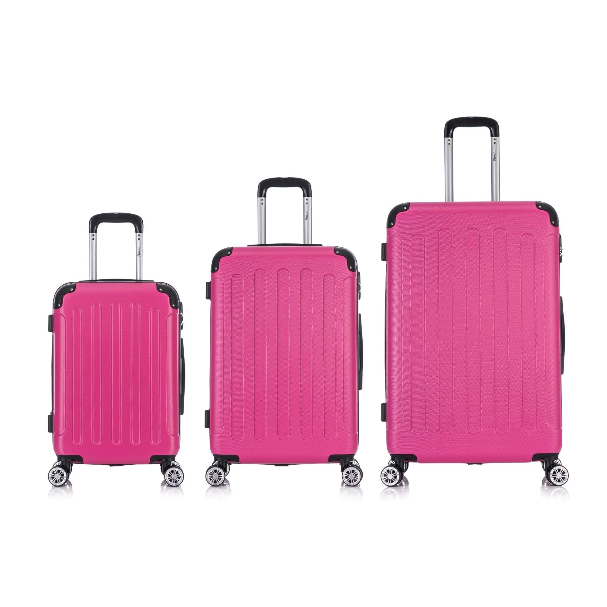 Flexot Hartschalen-Trolley F-2045 Kofferset, 360° Rollen, robuster Reisekoffer, Bordcase, 4 Rollen, Robuster und moderner Koffer mit vier 360° Rollen und Zahlenschloss