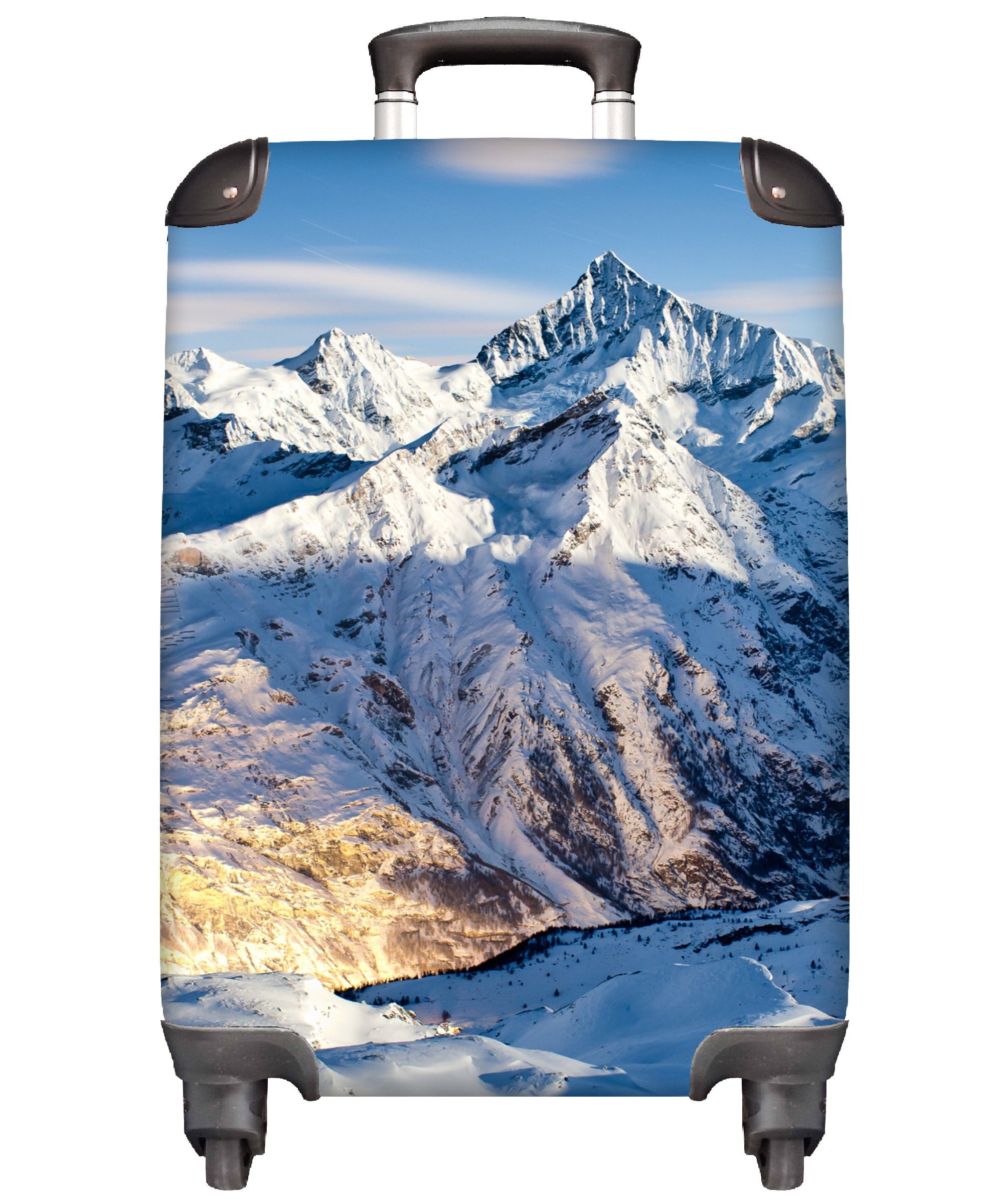 MuchoWow Handgepäckkoffer Alpen - Berg - Schnee, 4 Rollen, Reisetasche mit rollen, Handgepäck für Ferien, Trolley, Reisekoffer