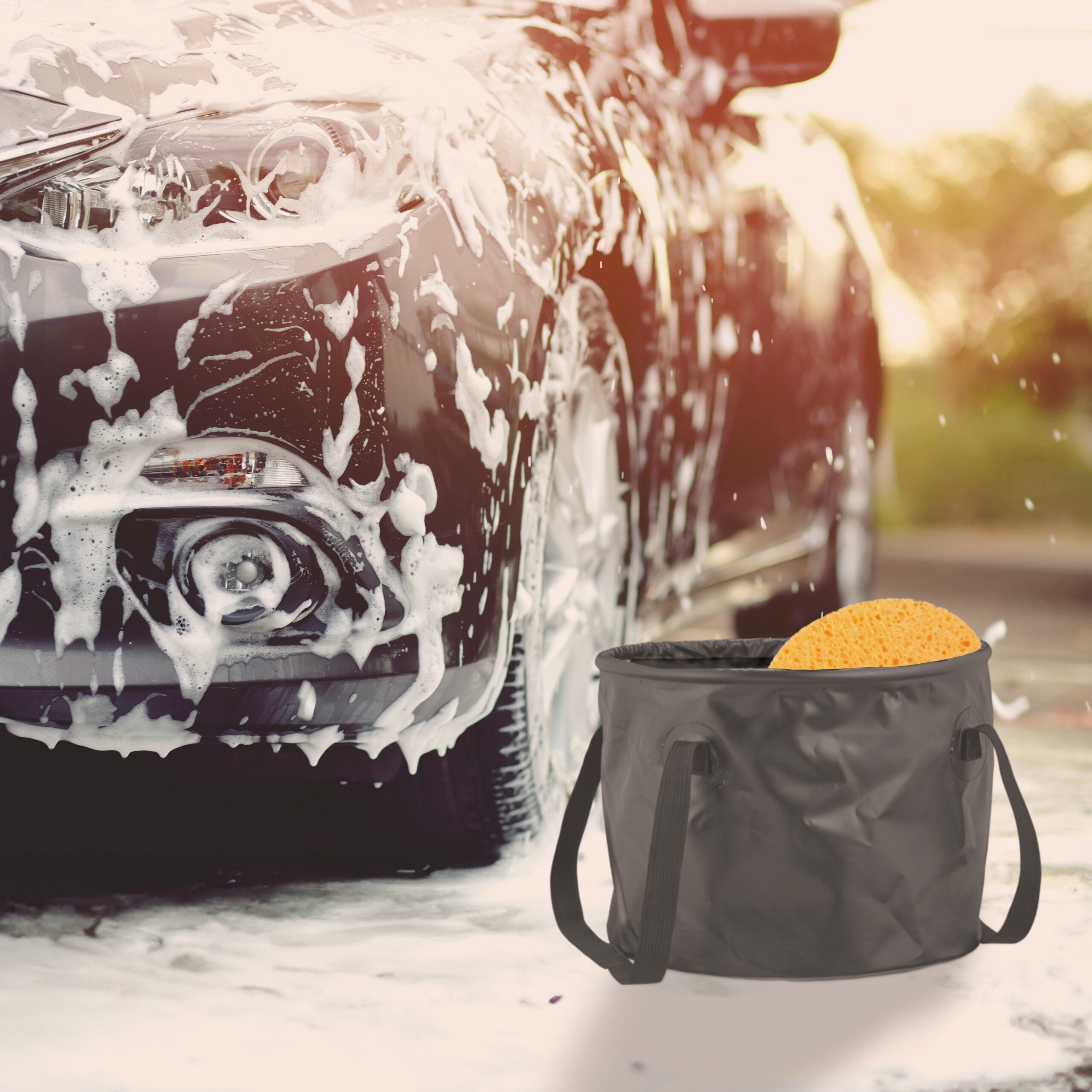 relaxdays Falteimer für Camping 15 Liter, (1-tlg), gelb – Bild 5 von 5