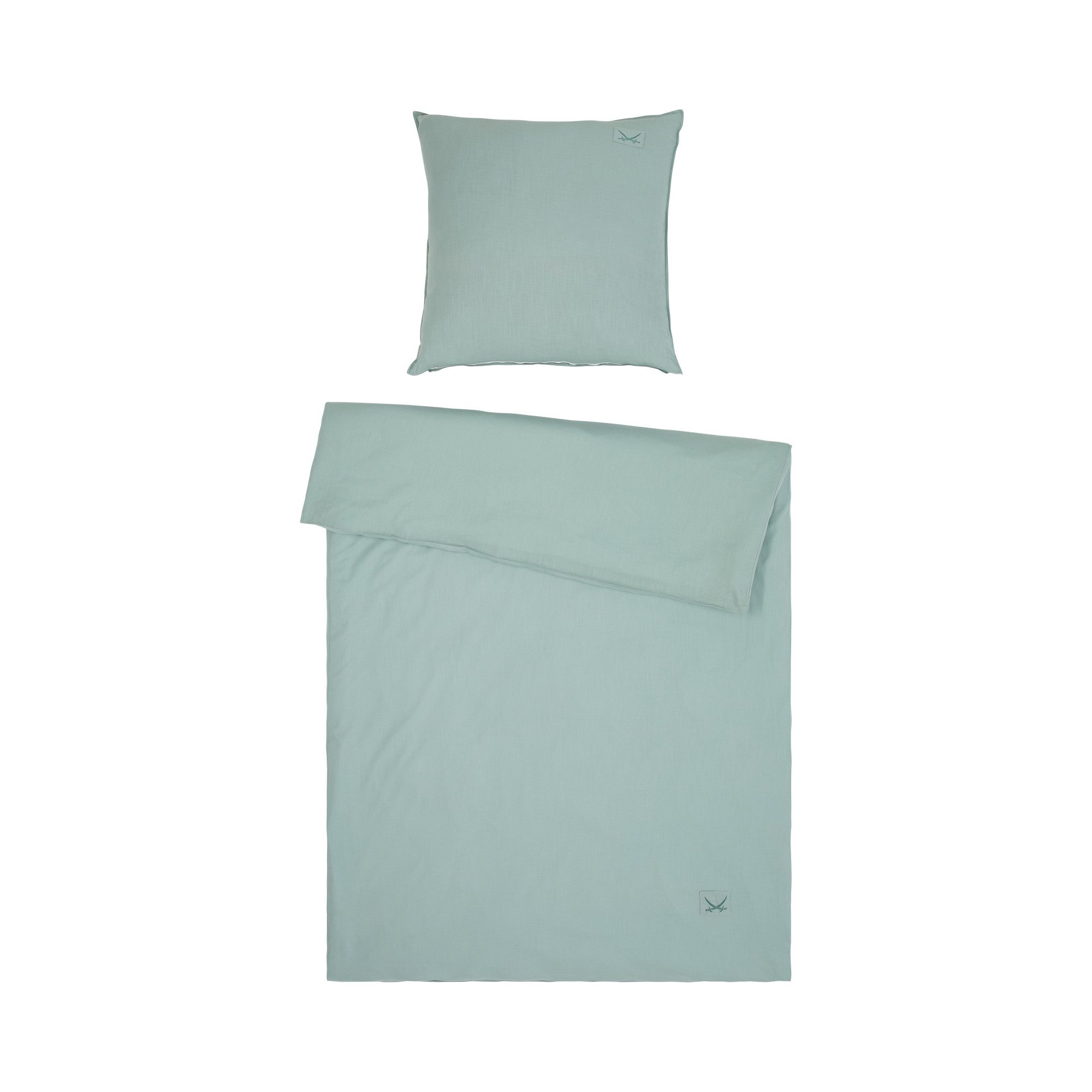 Sansibar Sylt Bettwäsche Sansibar "Leinen Look" (2 tlg), mit modernem Sansibar Logopatch, 100% Baumwolle, 2 teilig, angenehm weich und anschmiegsam, hautfreundlich, pflegeleicht
