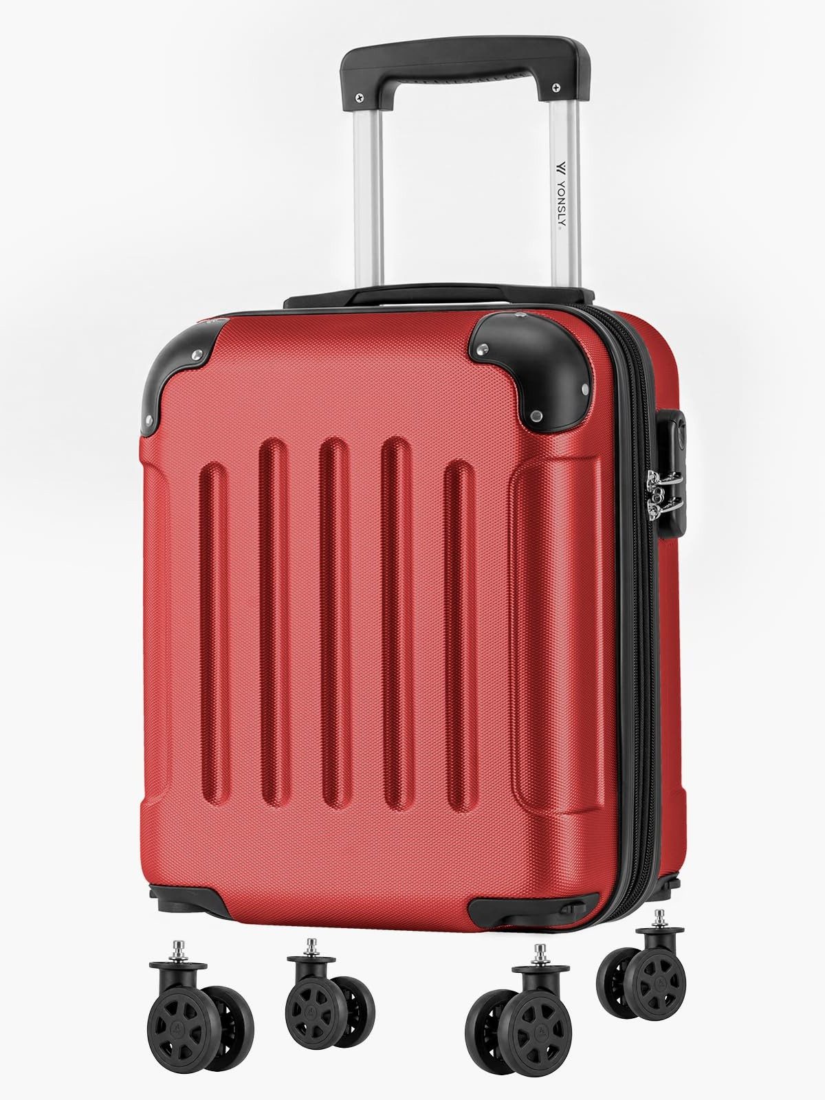 YONSLY Handgepäckkoffer Kabinenkoffer Reisekoffer Trolley mit abnehmbaren Rollrädern, 4 Rollen, ABS-Hartschale mit Zahlenschloss und ergonomischem Gummigriff