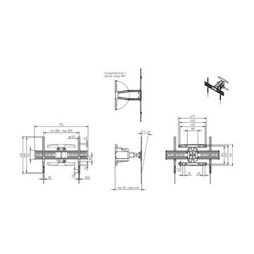 Hama schwenkbar, vollbeweglich, 119 - 229 cm (47"-90), 50", 55", 65", 75" TV-Wandhalterung, (bis 90 Zoll, Bohrschablone/Wasserwaage integriert Neigung +/-: 2 /10° Rotation 6)