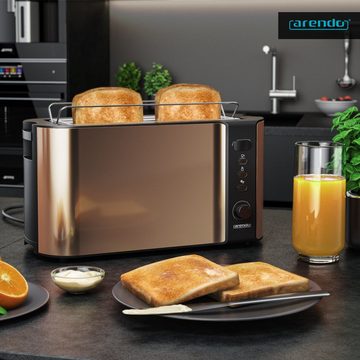 Arendo Toaster, 2 lange Schlitze, für 4 Scheiben, 1500 W, Langschlitz, Brötchenaufsatz, Wärmeisolierendes Gehäuse, Display