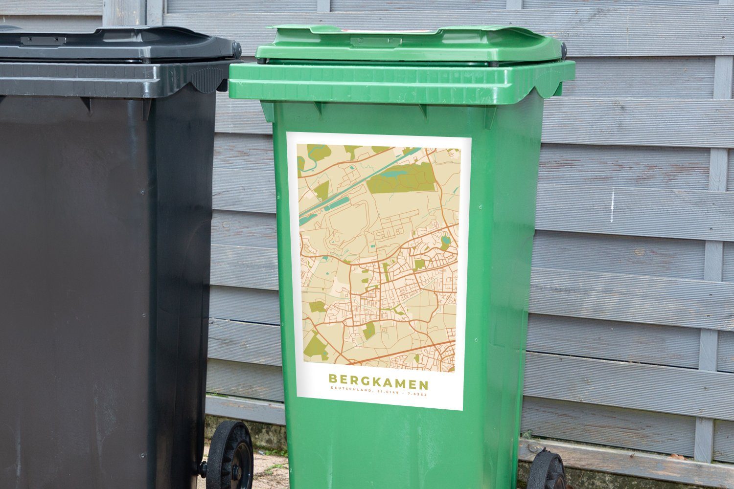 Wandsticker Karte - MuchoWow St), - - Abfalbehälter Vintage (1 Bergkamen Stadtplan Sticker, Mülltonne, Container, Mülleimer-aufkleber,