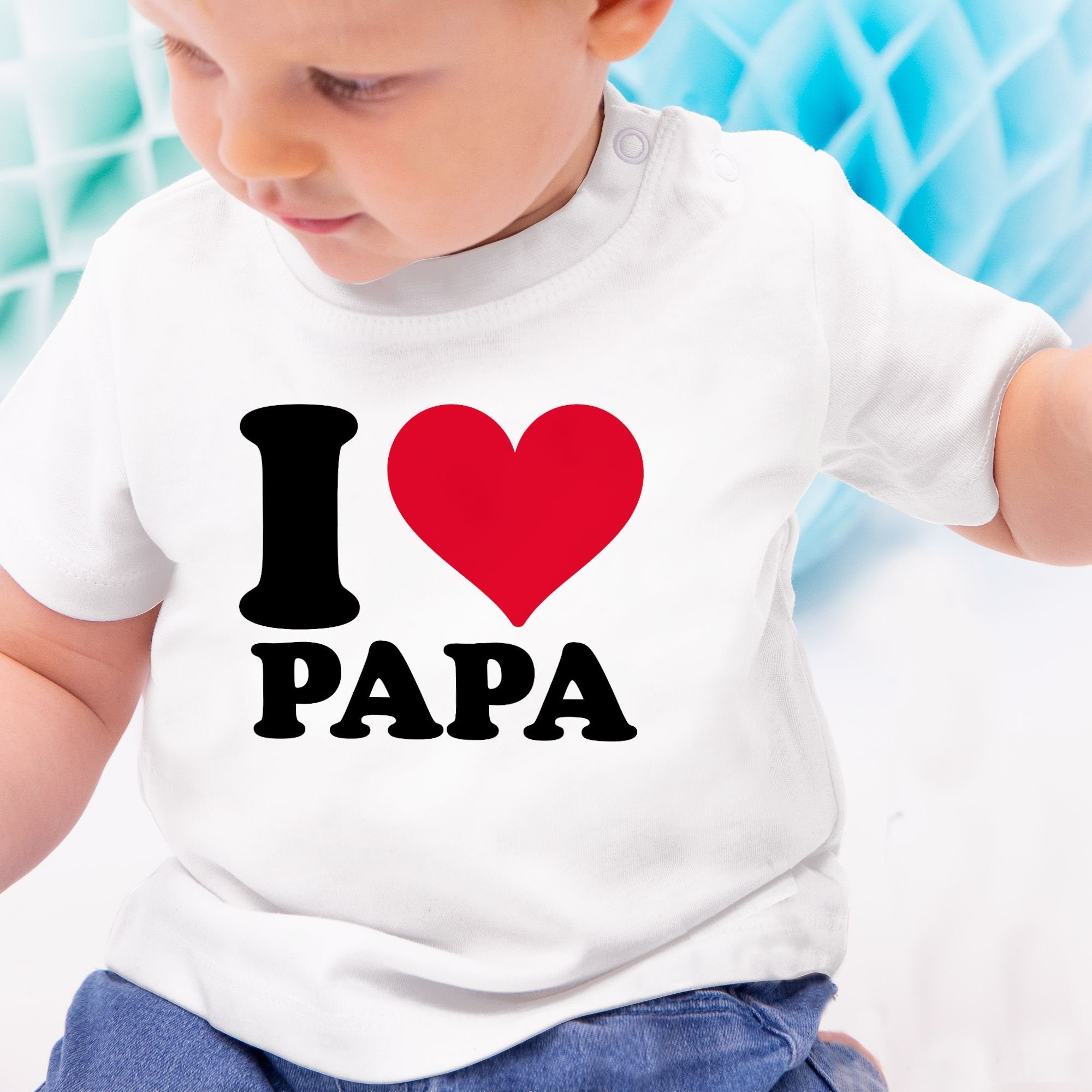 Shirtracer T-Shirt I Love Papa Geschenk 1 Baby Vatertag Weiß