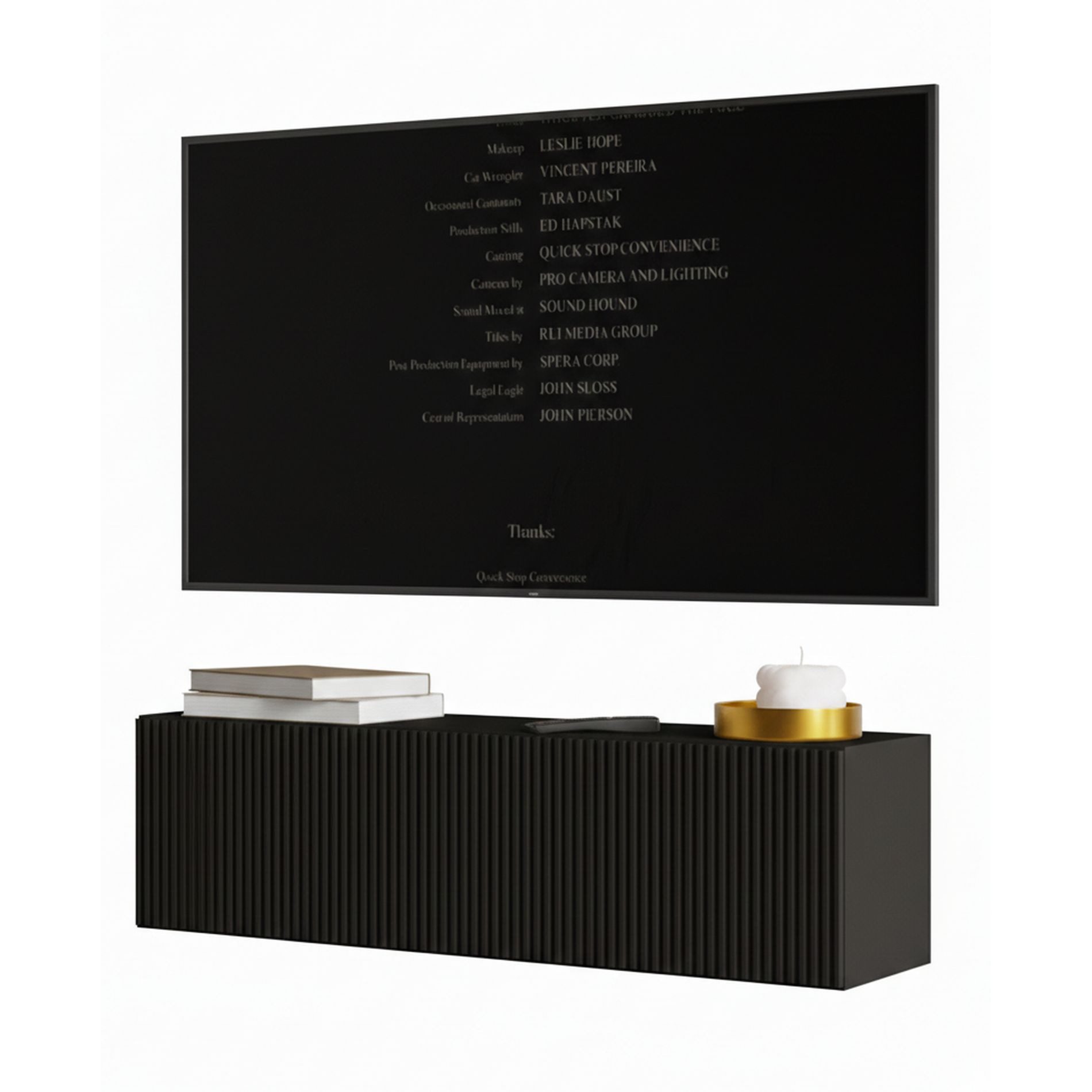 Selsey TV-Schrank VELDIO TV-Hängeboard mit Riffel-Optik, Schwebendes Design, 100 / 200 / 300 cm