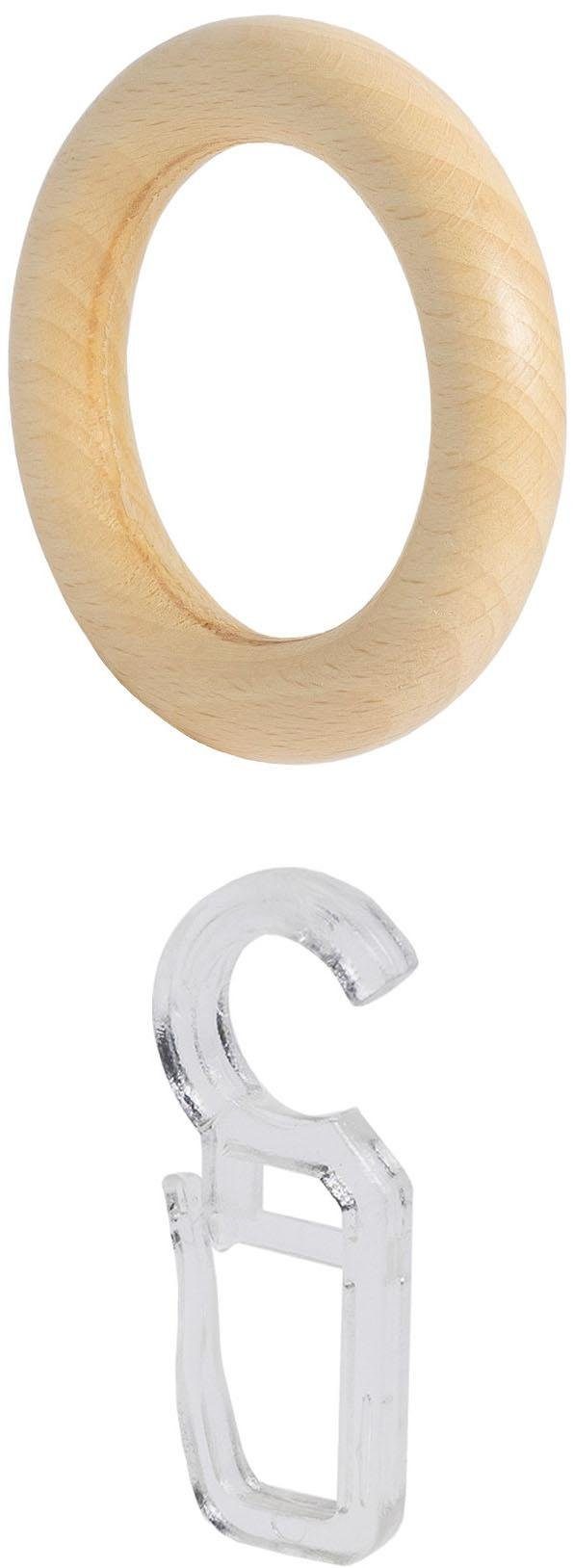 Liedeco Gardinenring, Gardinenstangen, (Packung, 10-St., mit Faltenlegehaken), für Gardinenstangen Ø 28 mm