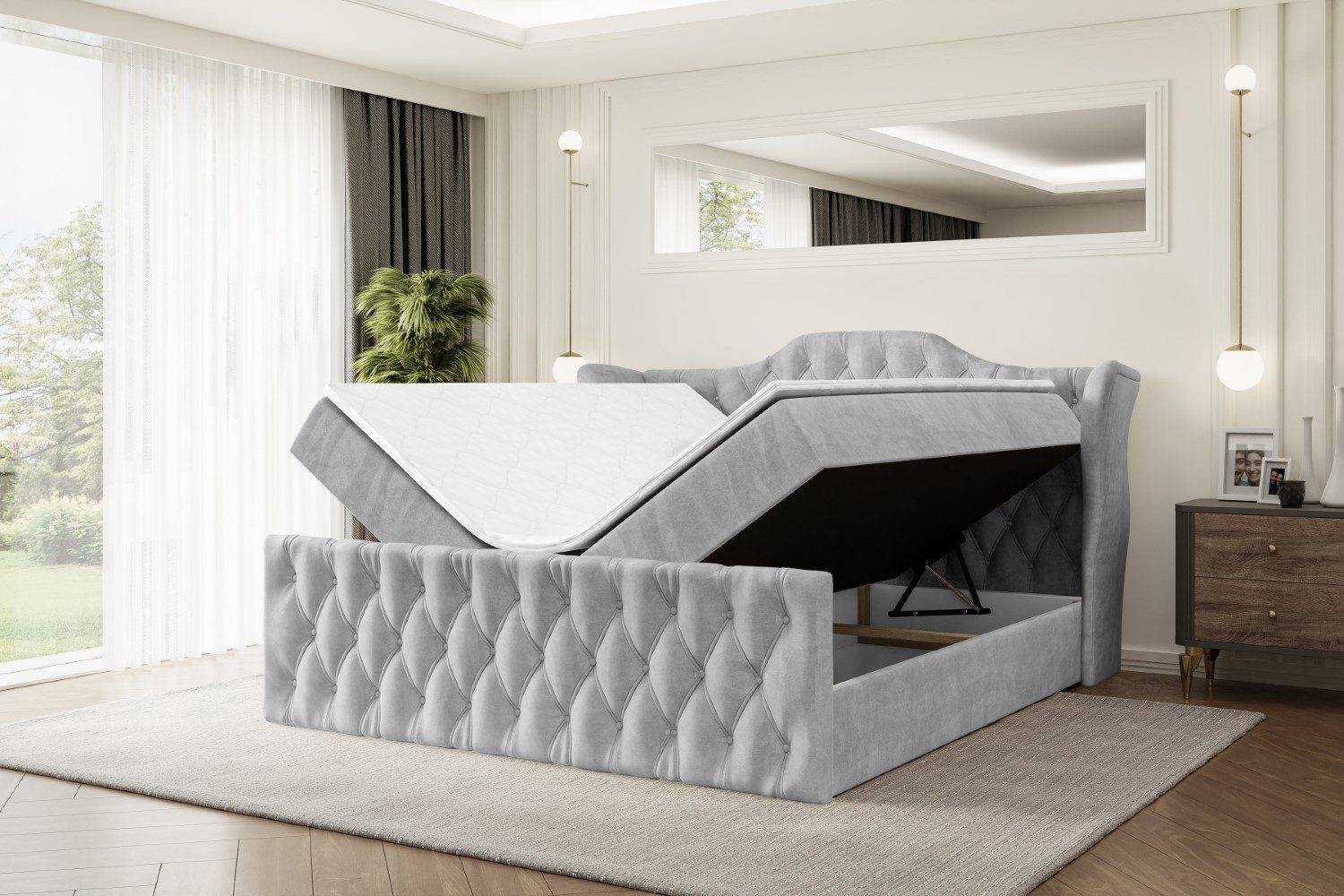 ALTDECOR Boxbett VILA-Z (Multipocket-Matratze H4, H3 Matratze Bonellfederung, Topper, Kopfteil)