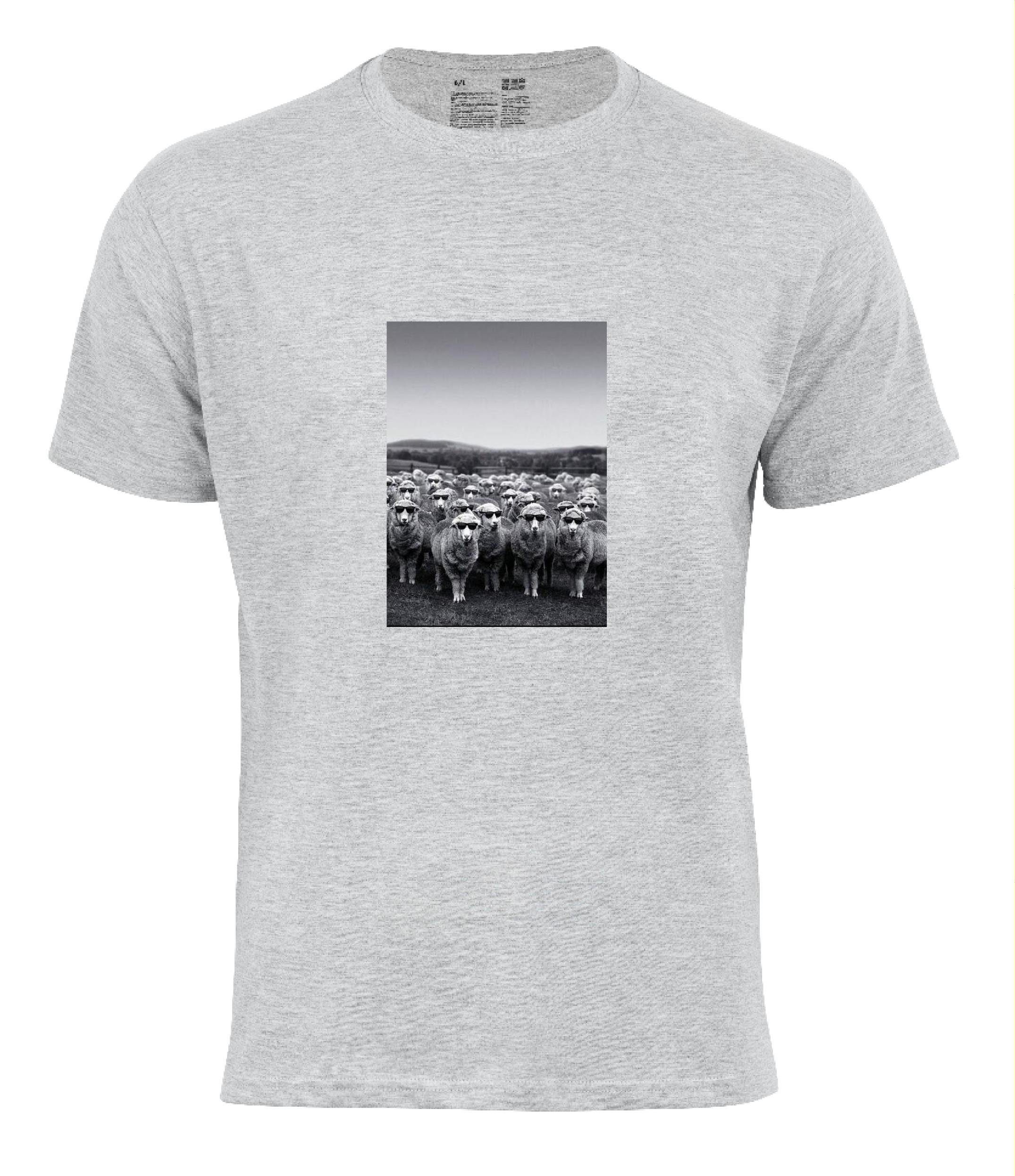 T-Shirt mit Cotton Prime® Sonnenbrille" Grau "Schafe