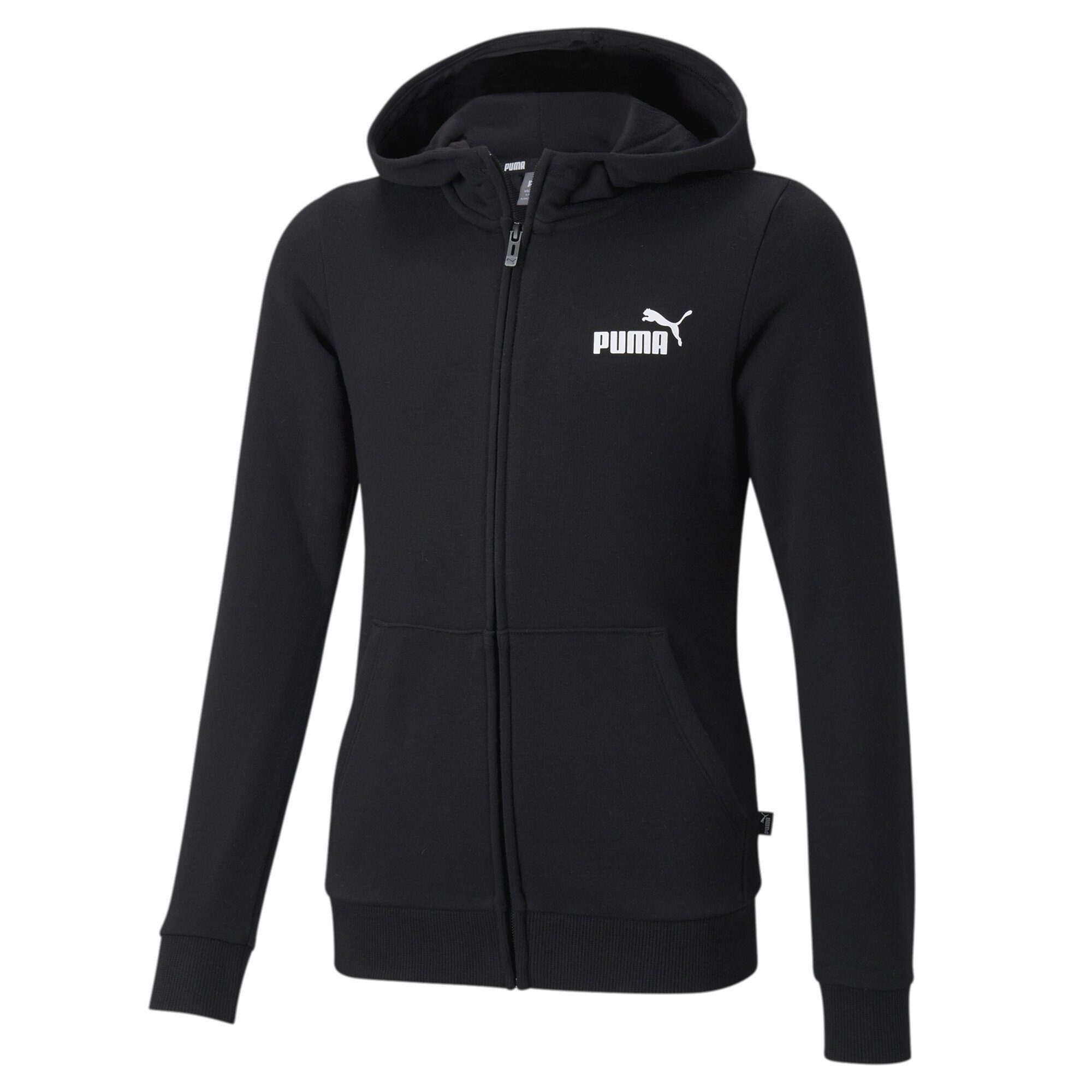 PUMA Sweatshirt Reißverschluss-Hoodie mit kleinem Essentials Logo Jugendliche Black