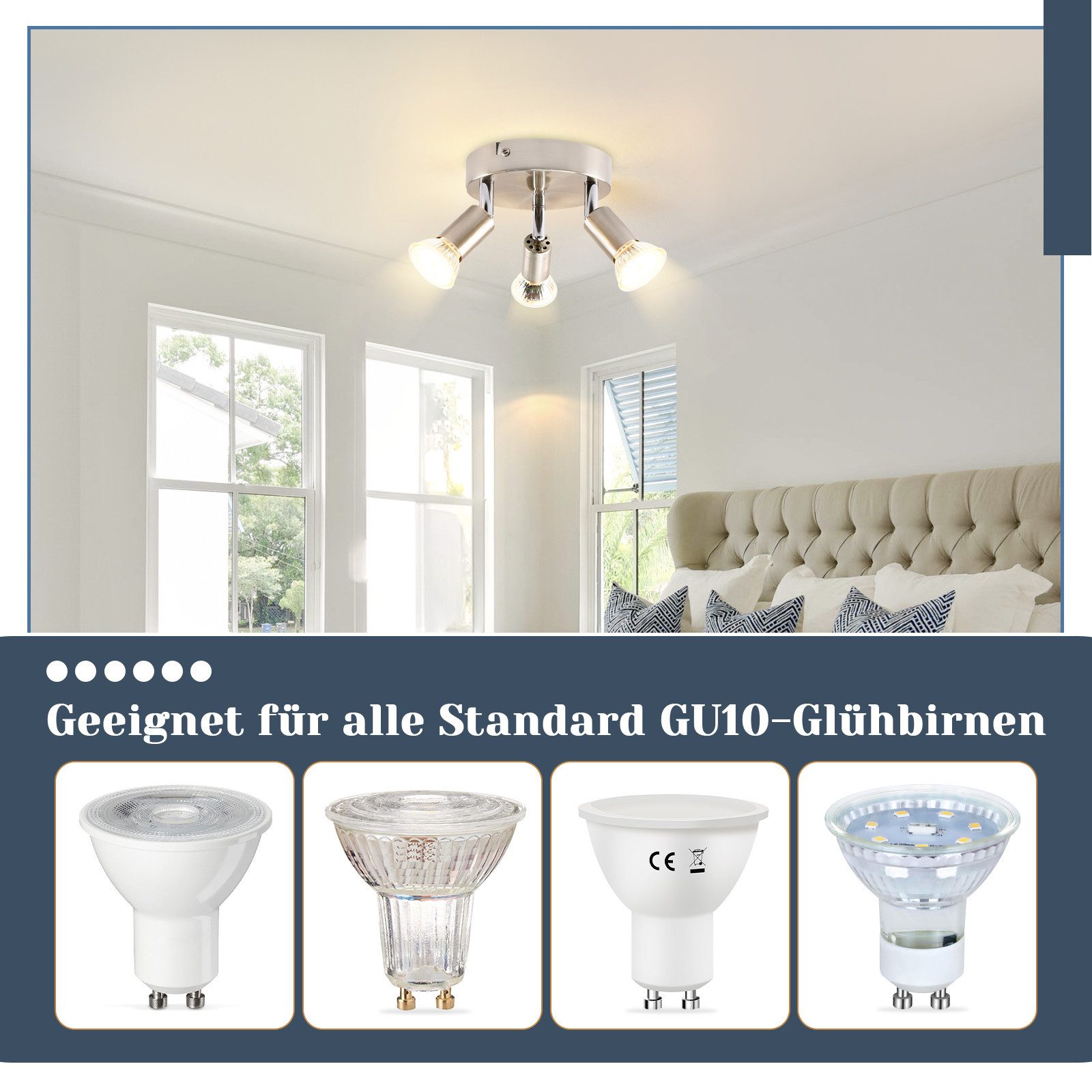 Nettlife Deckenstrahler Küchenlampe GU10 Rund Schlafzimmerlampe günstig online kaufen