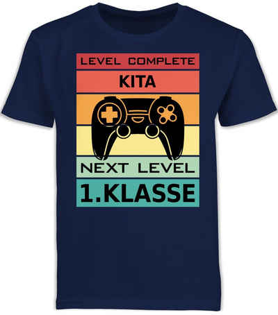 Shirtracer T-Shirt Level Complete Kita - Next Level 1. Klasse Einschulung Junge Schulanfang Geschenke